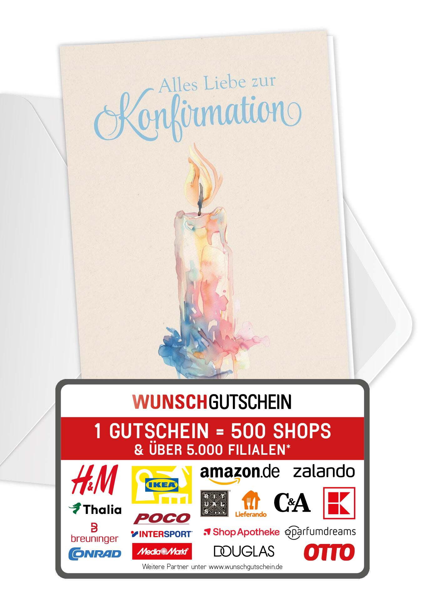 Zur Konfirmation - Kerze Aquarell