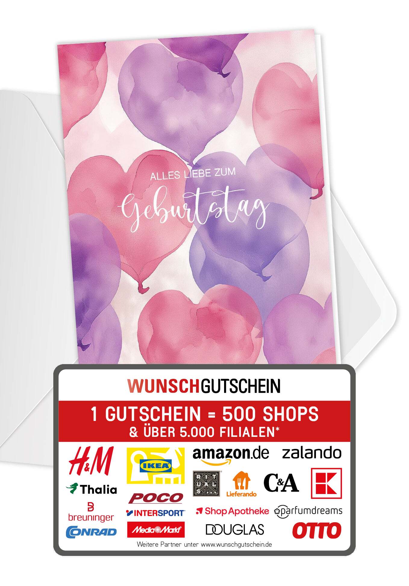 Alles Liebe zum Geburtstag - Herzen Pink