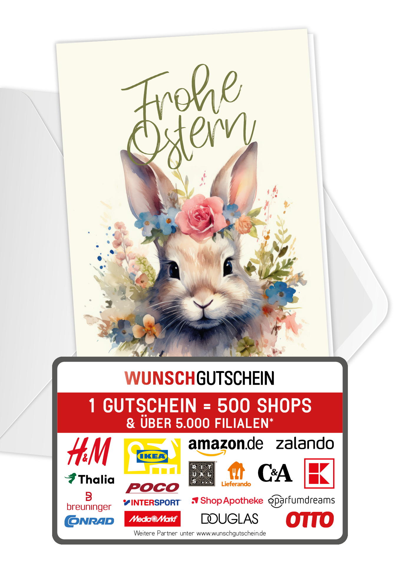 Frohe Ostern - Hase Blumen