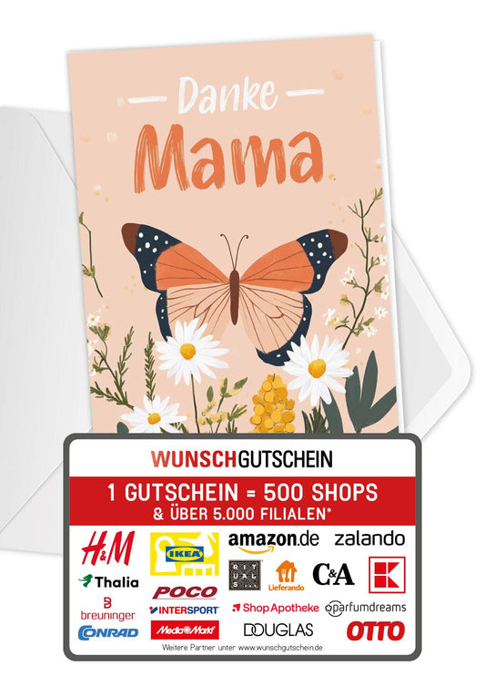 Danke Mama - Schmetterling Orange