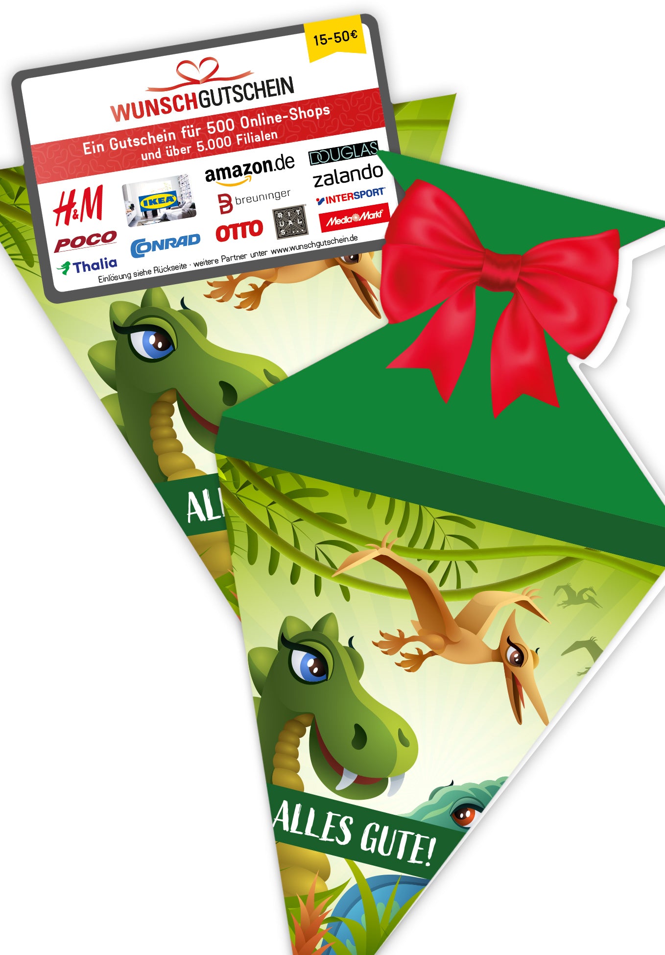 Alles Gute - Schultüte Dino