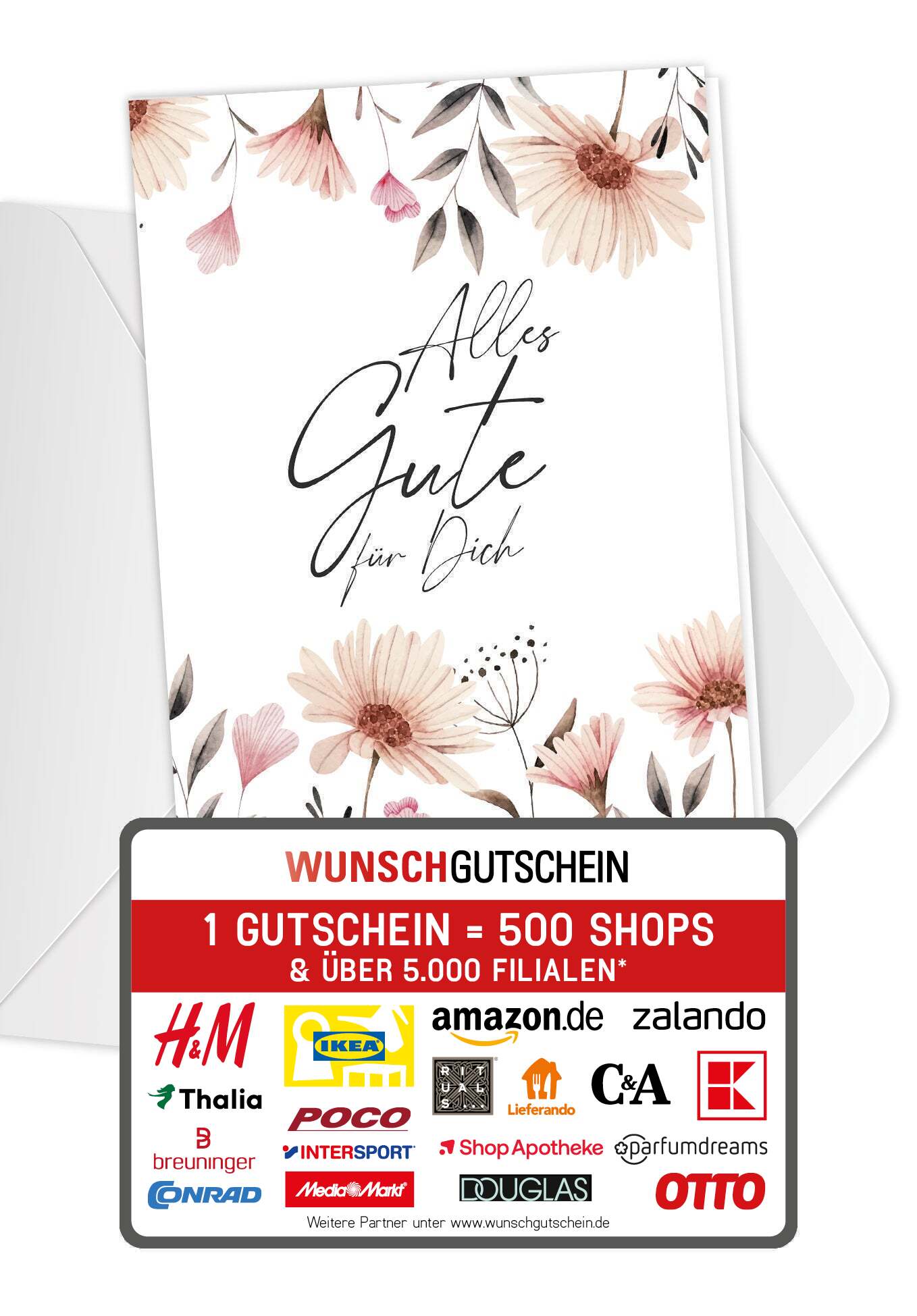 Alles Gute - Blumen weiß