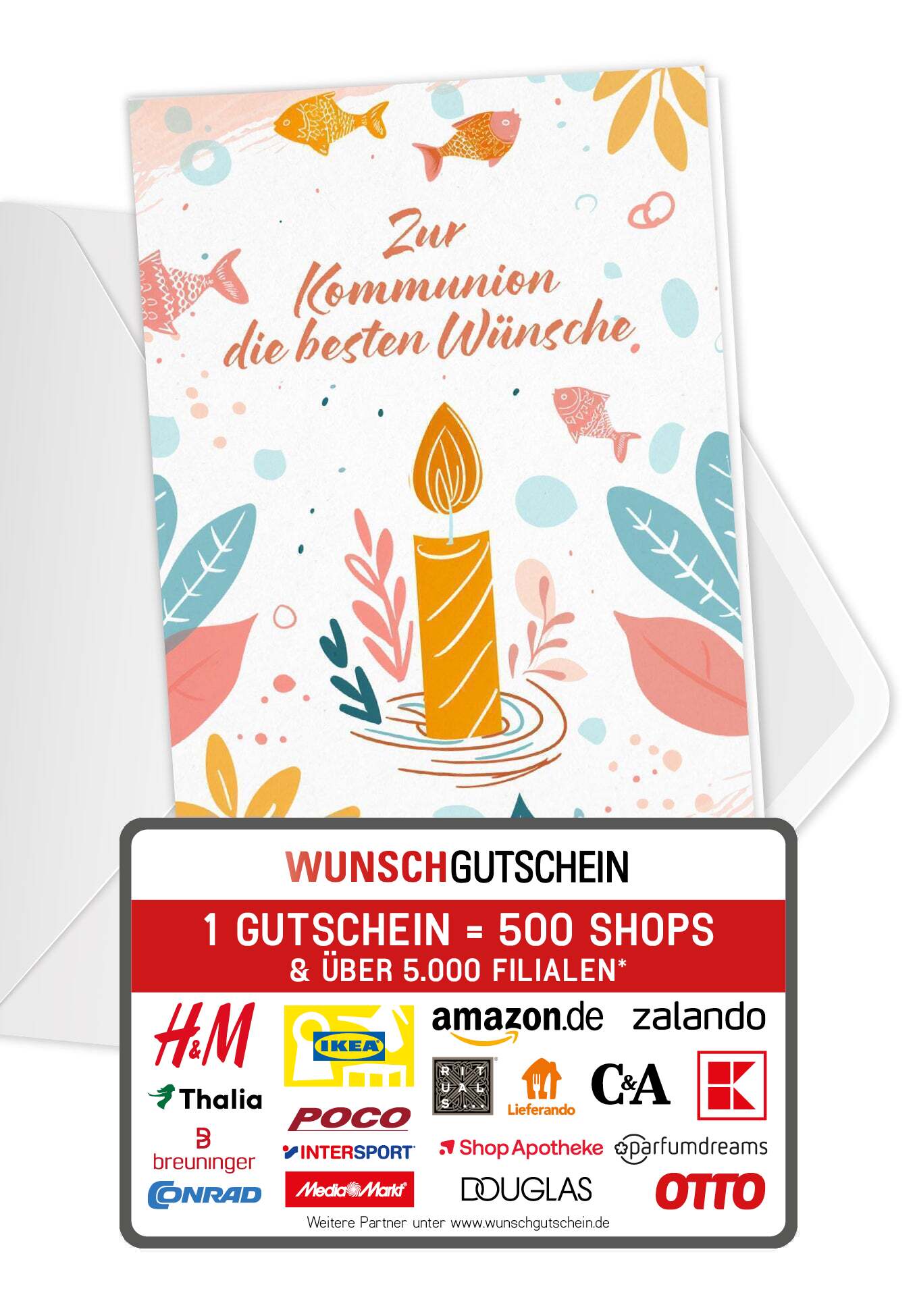 Zur Kommunion - Kerze Fische