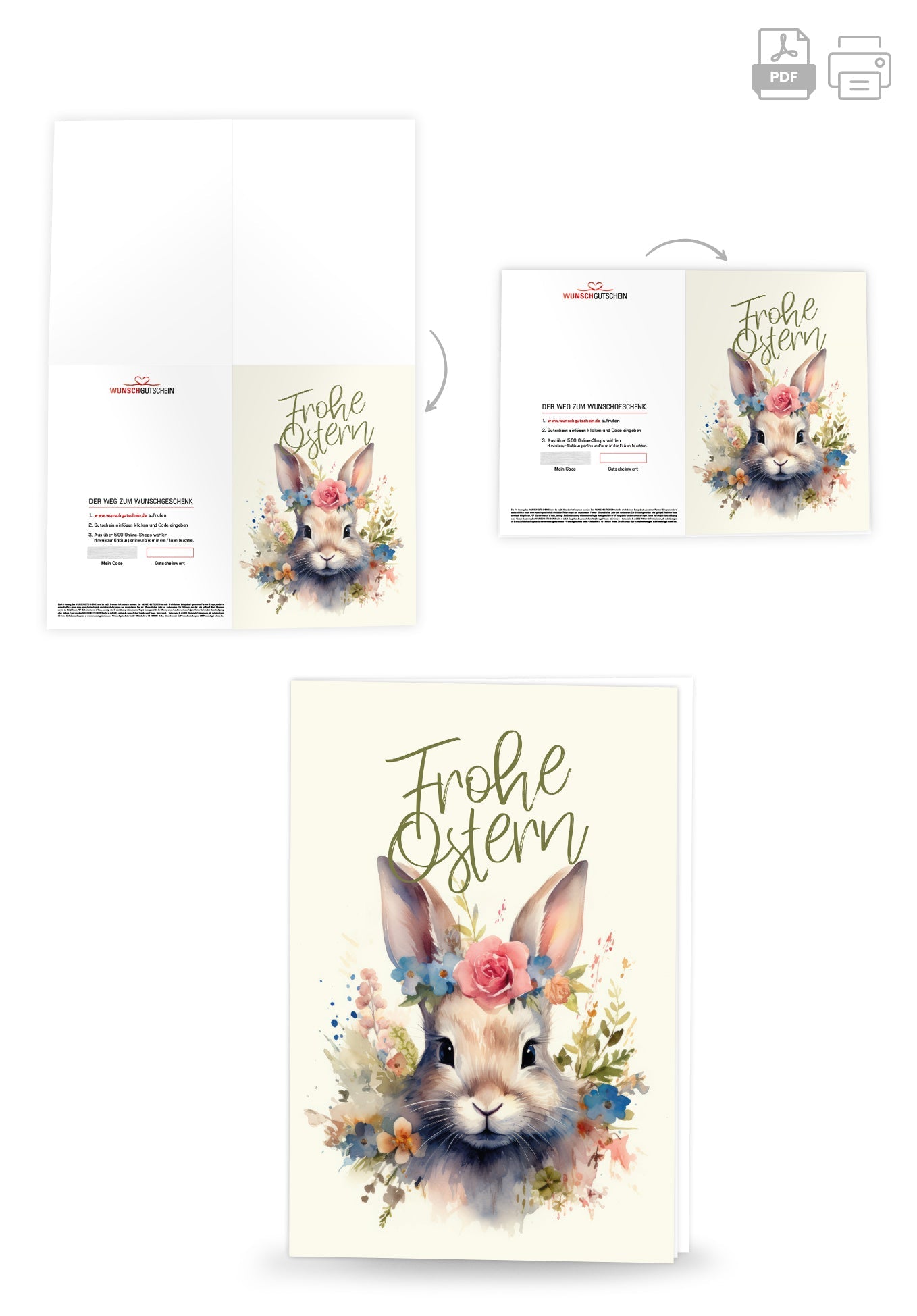 Frohe Ostern - Hase Blumen PDF