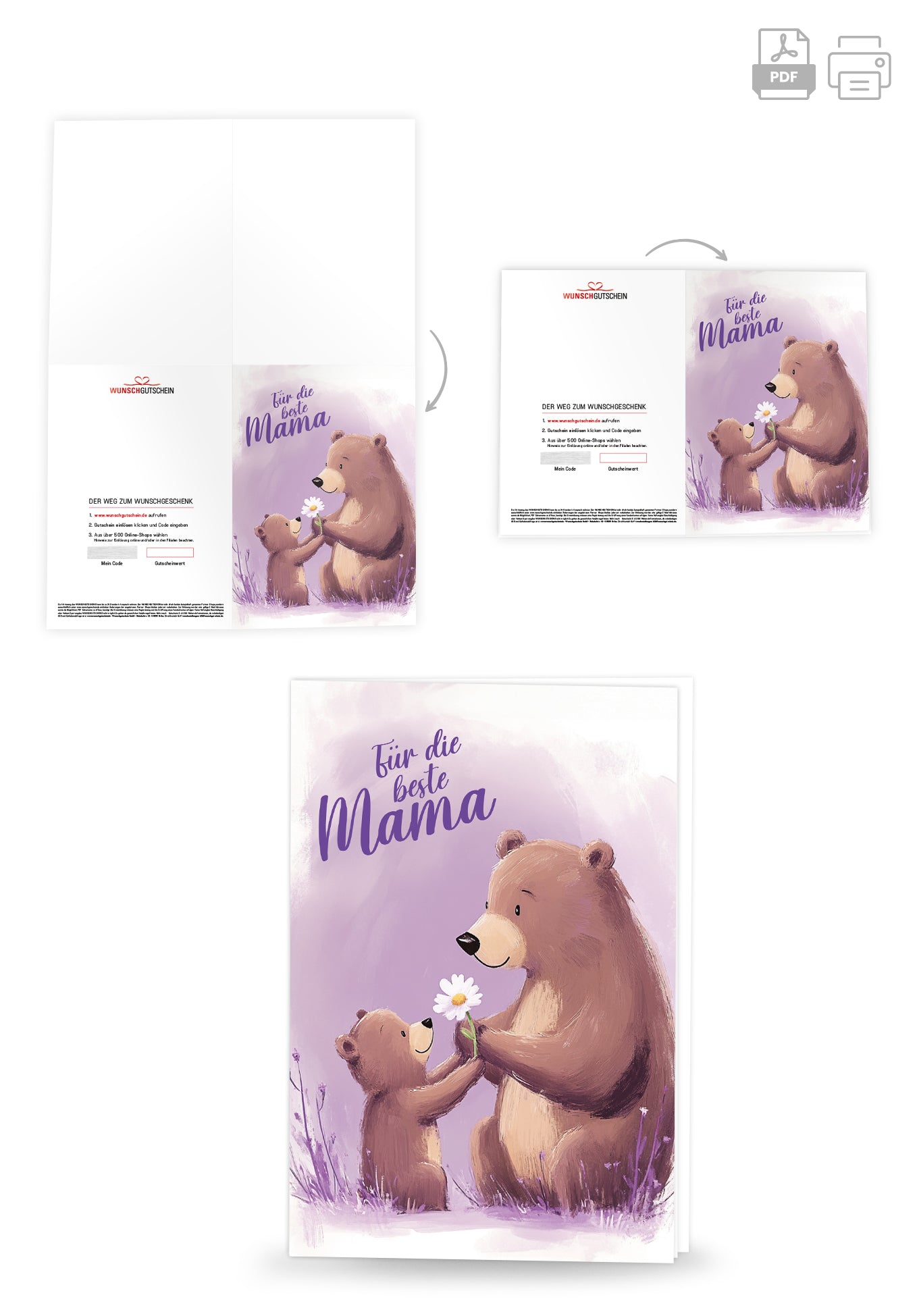 Für die beste Mama - Bären Lila