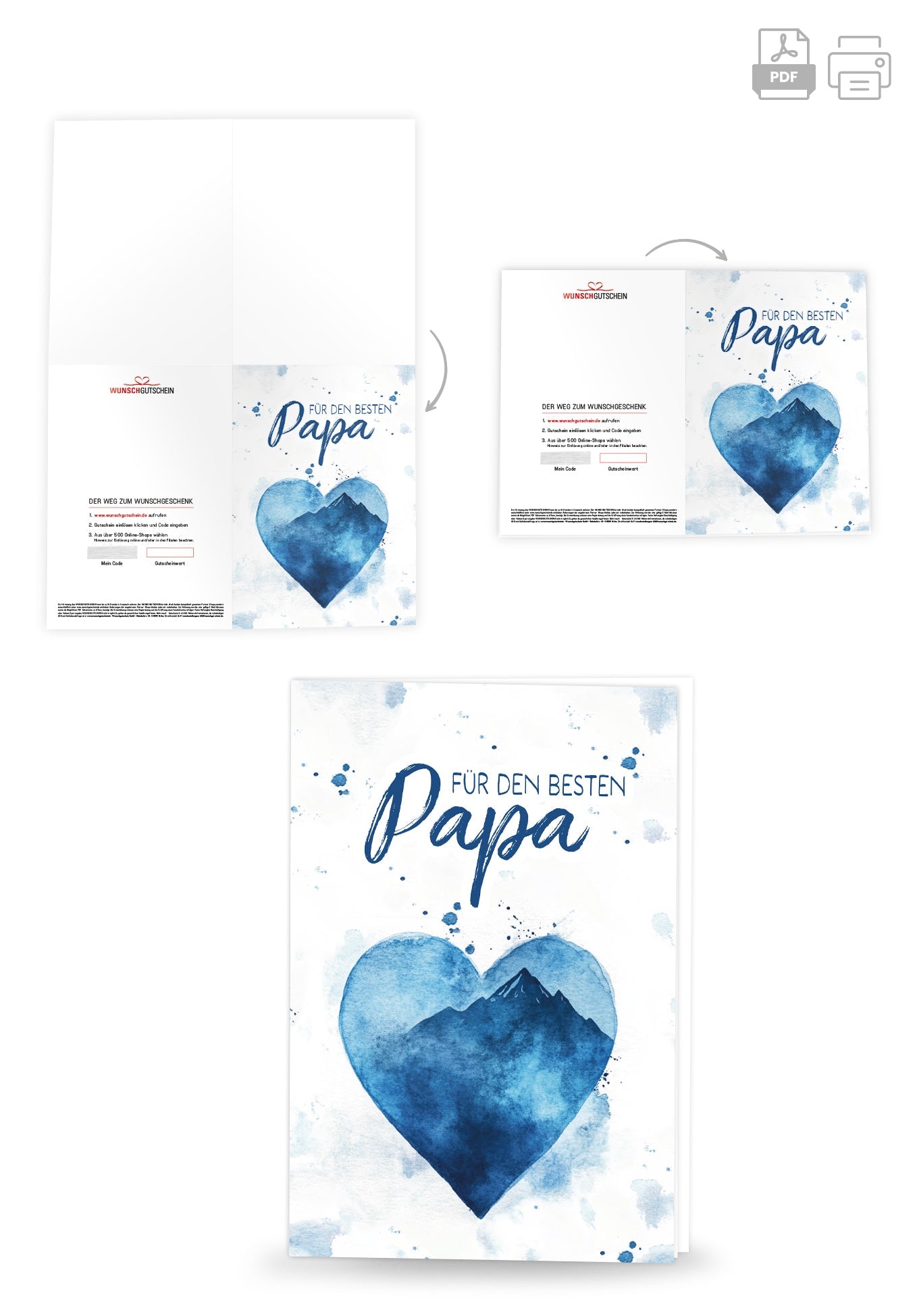 Für den besten Papa - Aquarellherz blau PDF