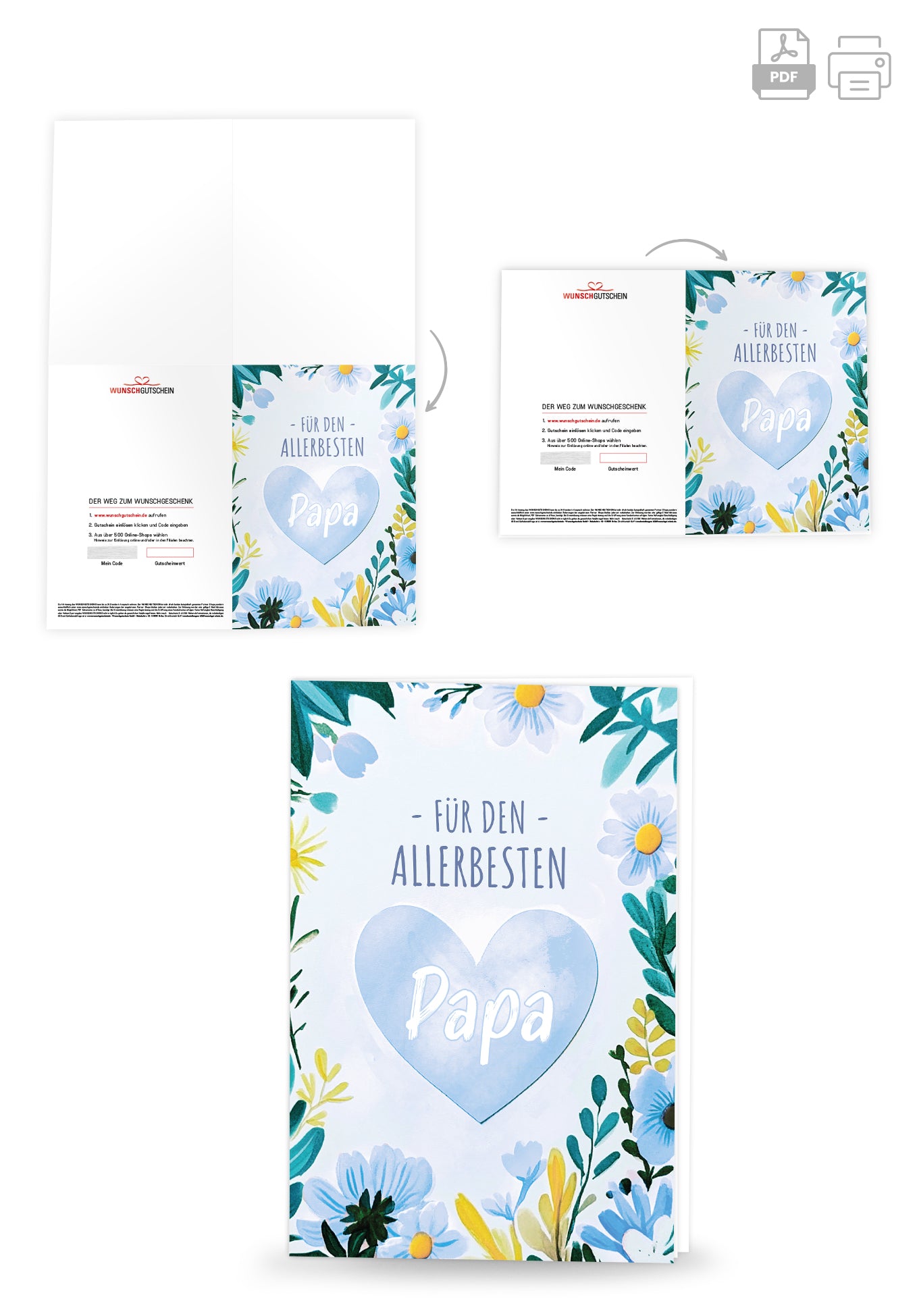 Für den allerbesten Papa - Herz Blumen