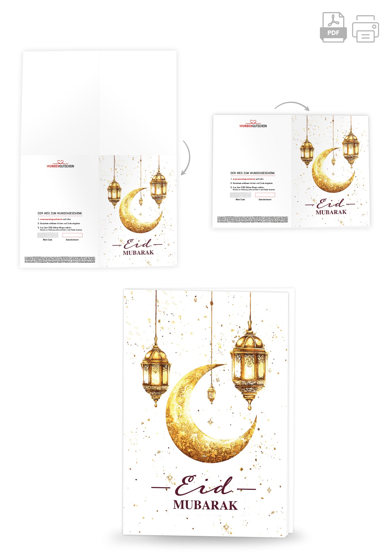 Eid Mubarak - Weiß Gold