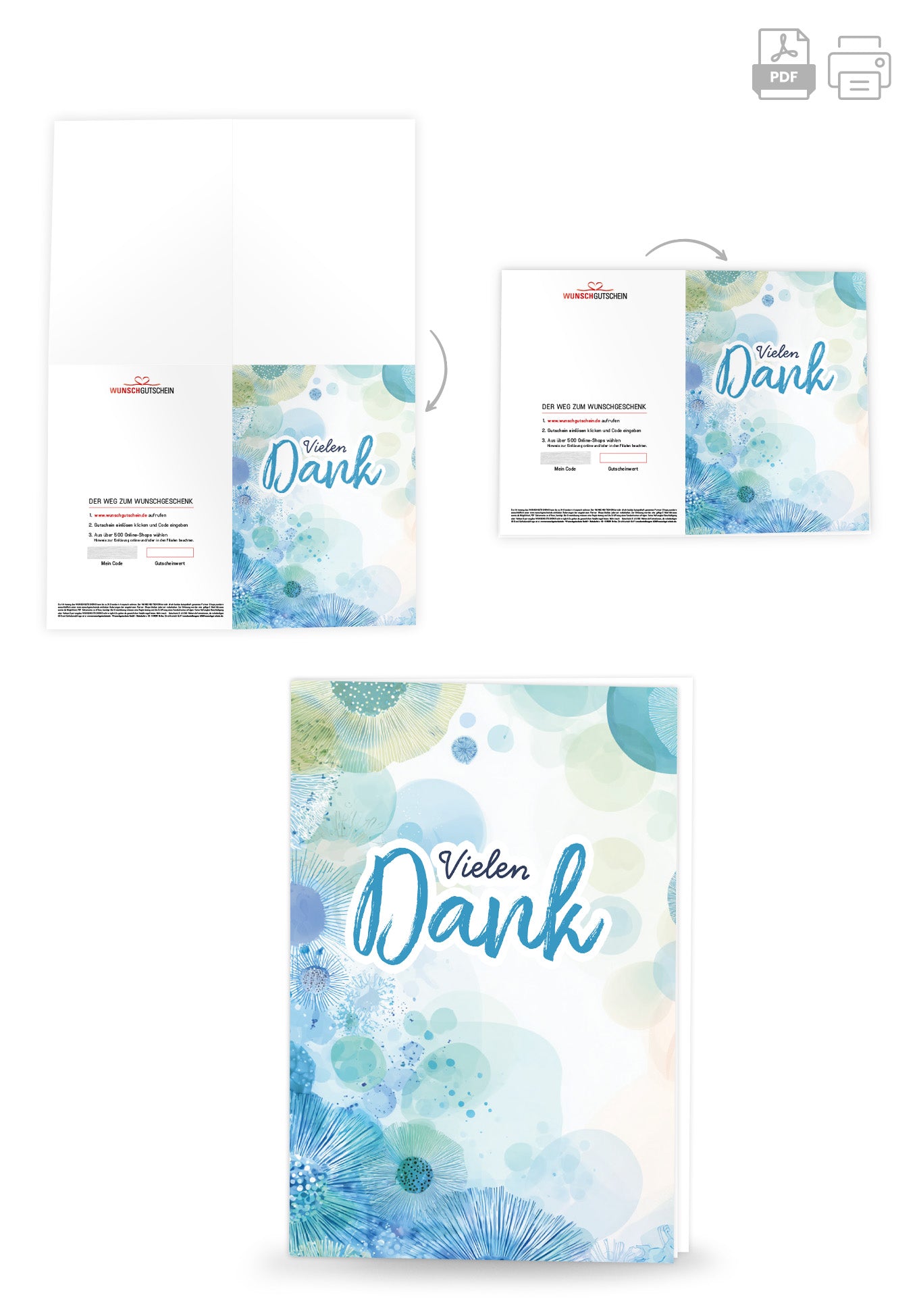 Vielen Dank - Elemente Blau Grün