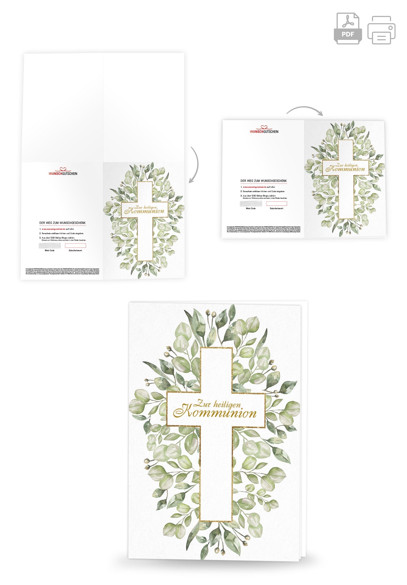 Zur heiligen Kommunion - Kreuz Blätter PDF