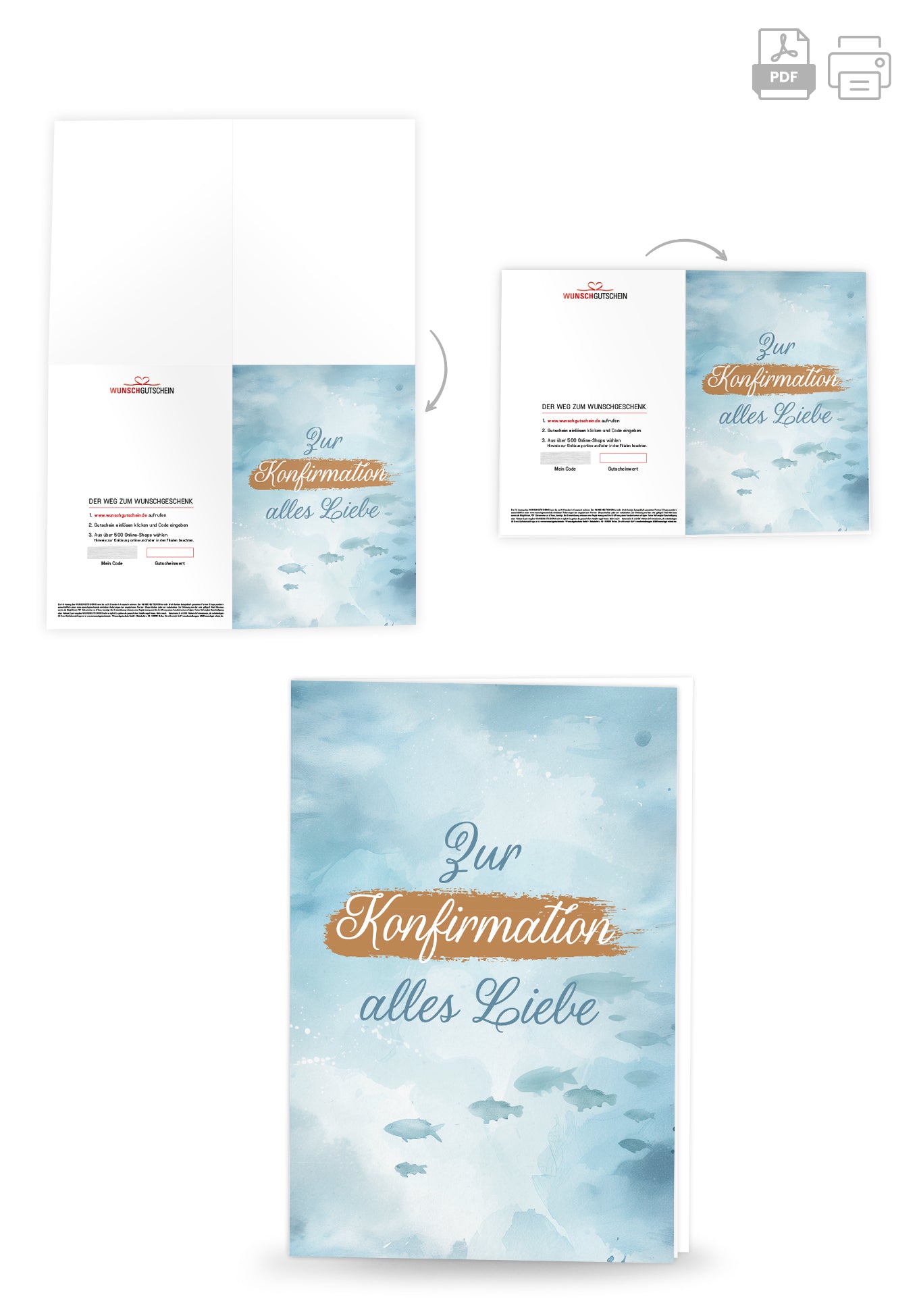 Zur Konfirmation - Fische Aquarell (Gutscheinwert)