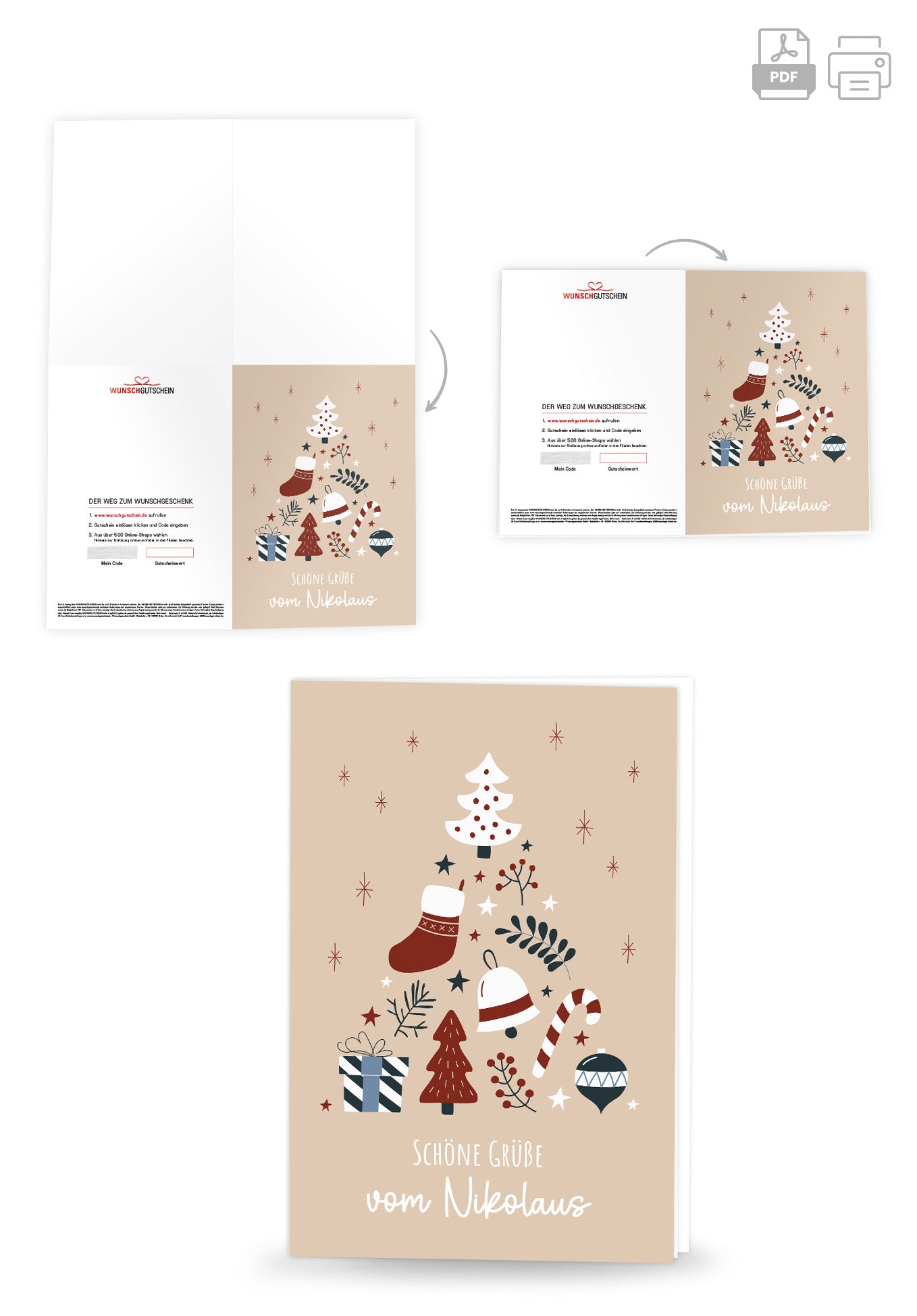 Grüße vom Nikolaus - Doodle Beige