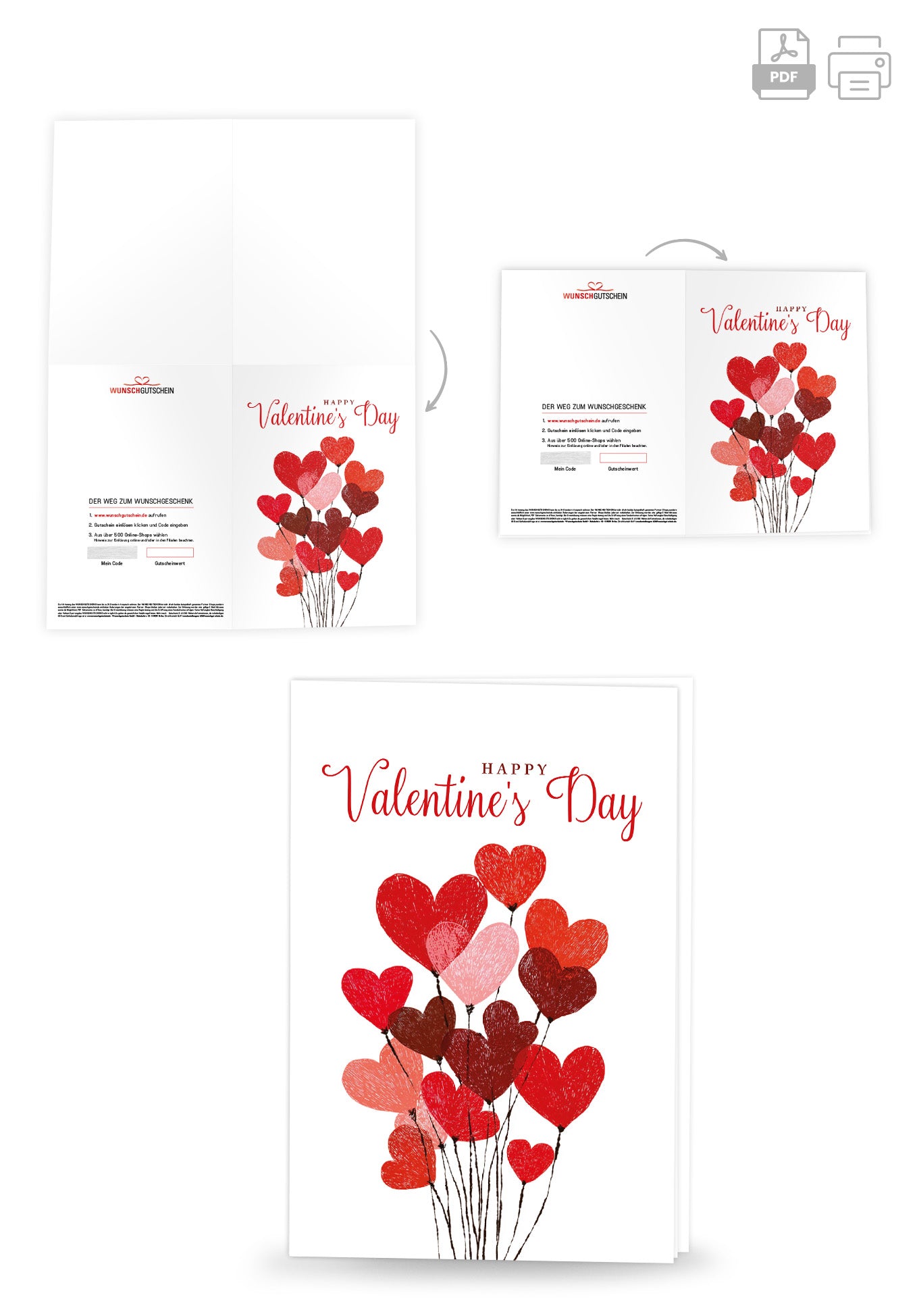 Wunschgutschein Happy Valentine's Day - Herzballons – Geschenkgutschein Ansicht 4