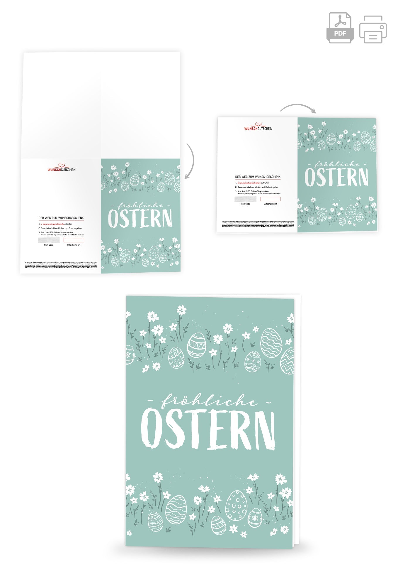 Wunschgutschein Fröhliche Ostern - Doodle Eier PDF – Geschenkgutschein Ansicht 4