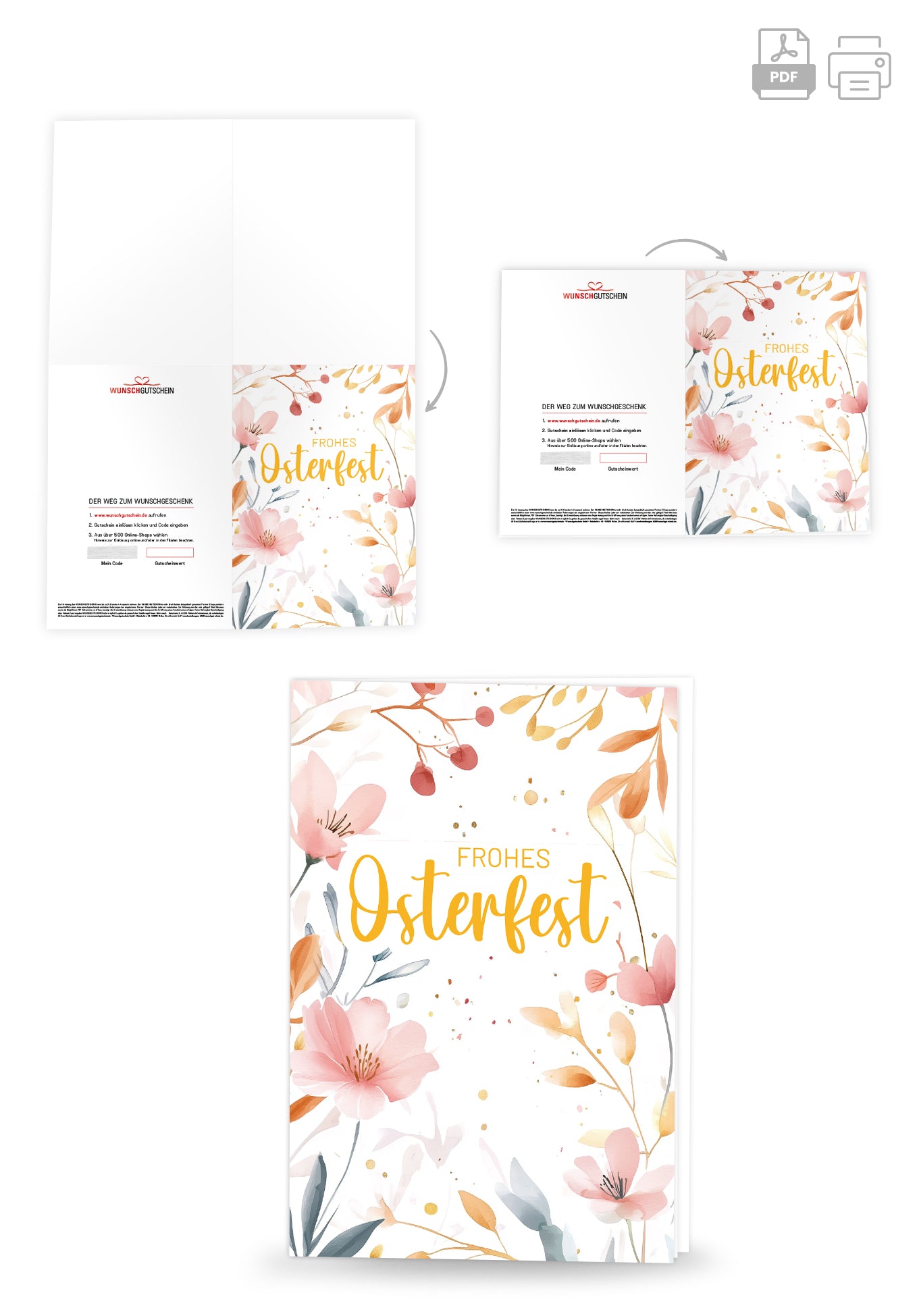 Frohes Osterfest - Aquarellblumen Rosa