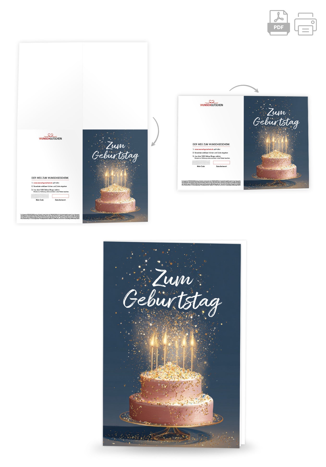 Zum Geburtstag - Torte Glitzer PDF