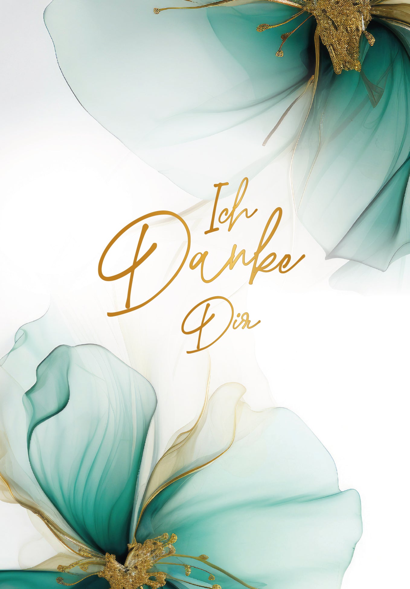 Ich Danke Dir - Blumen Grün Gold