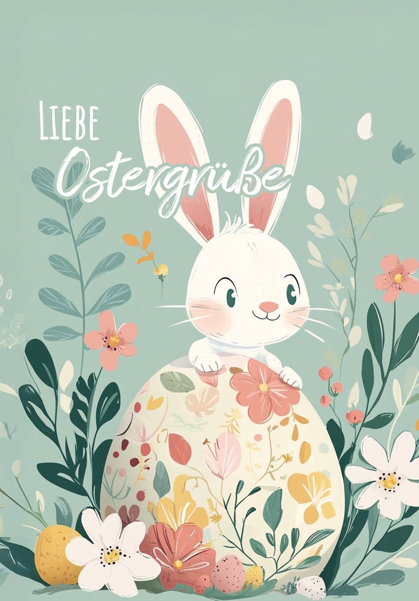 Liebe Ostergrüße - Hase Türkis