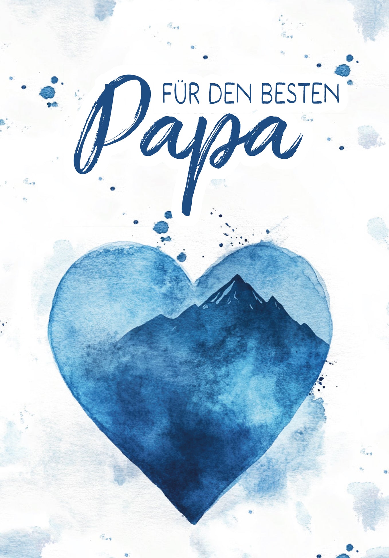 Für den besten Papa - Aquarellherz blau