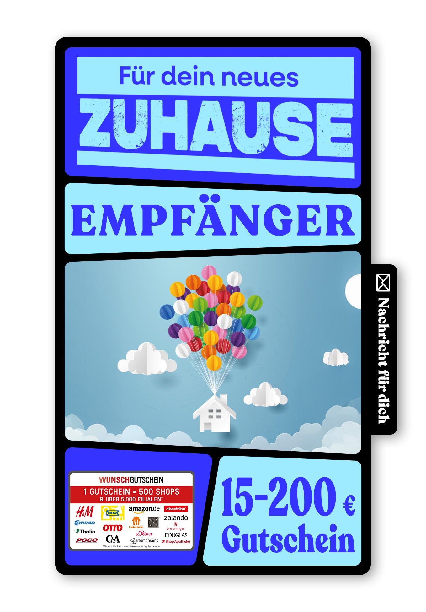 Wunschgutschein Digital - Haus Ballons – Geschenkgutschein Ansicht 1