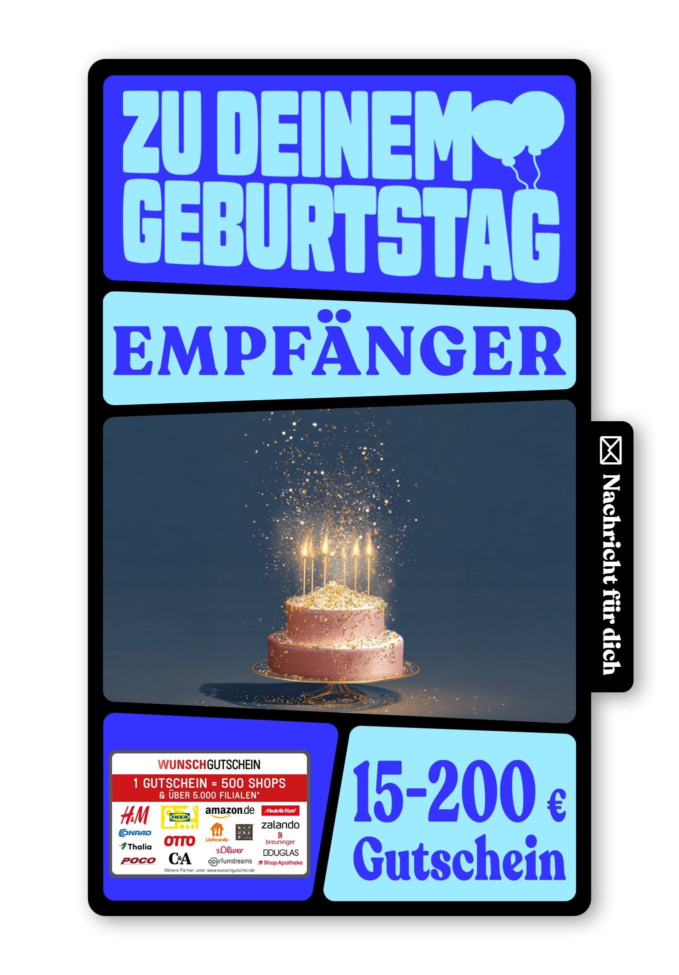 Wunschgutschein Digital - Zum Geburtstag - Torte Glitzer – Geschenkgutschein Ansicht 1