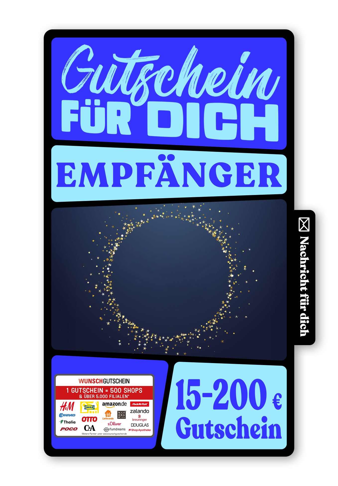 Wunschgutschein Digital - Wunscherfüller - Gold Blau – Geschenkgutschein Ansicht 1