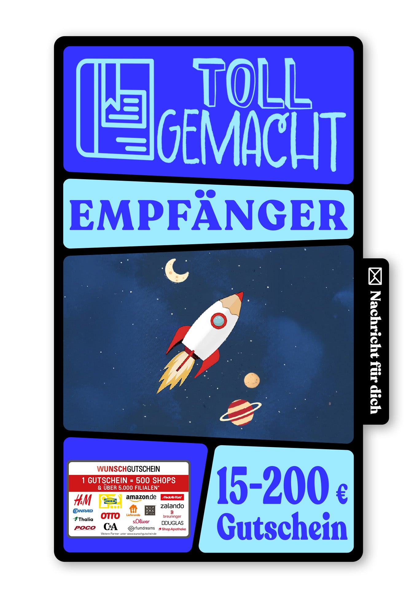 Wunschgutschein Digital - 1. Klasse - Rakete – Geschenkgutschein Ansicht 1