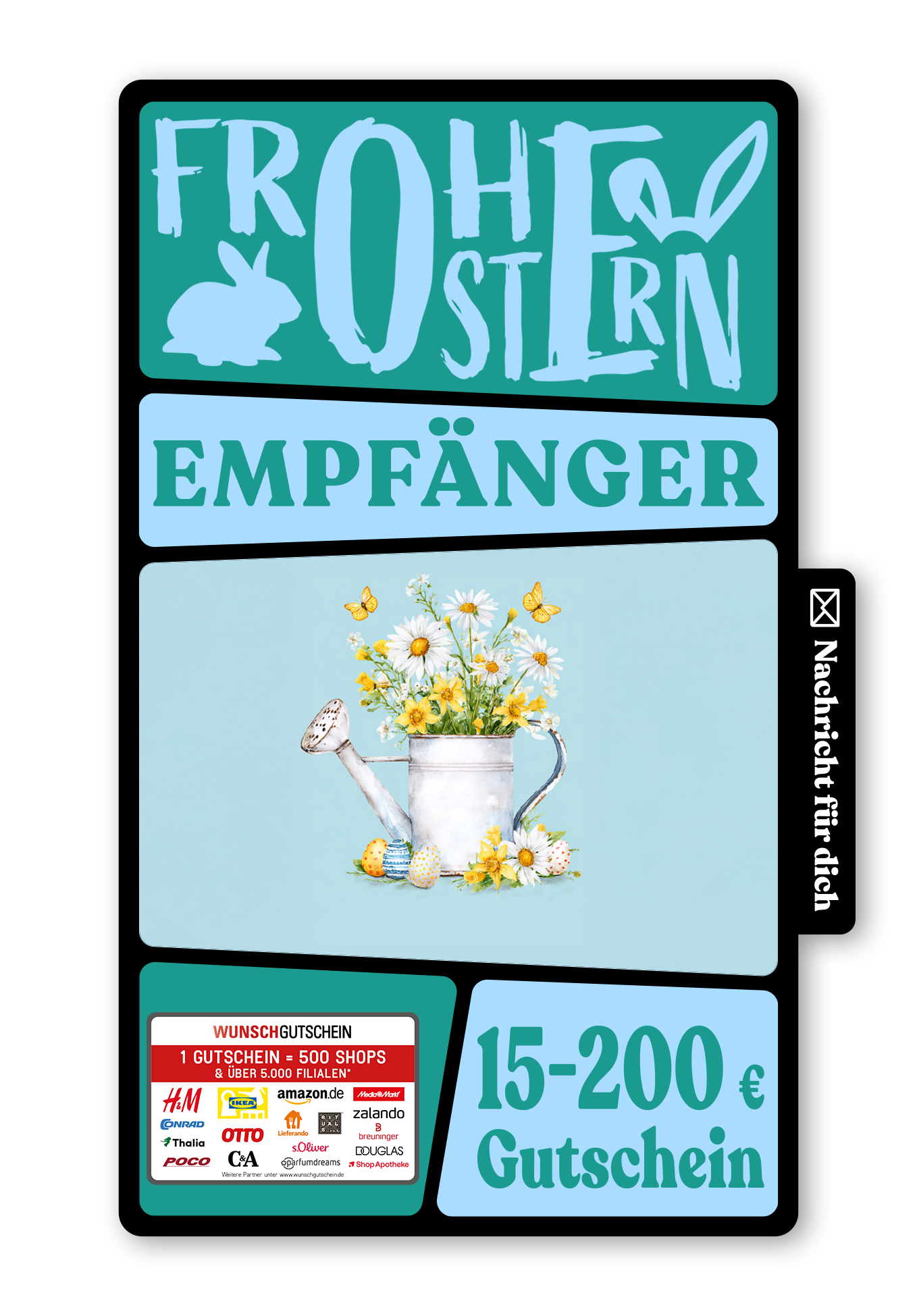 Wunschgutschein Digital - Frohe Ostern - Gießkanne – Geschenkgutschein Ansicht 1