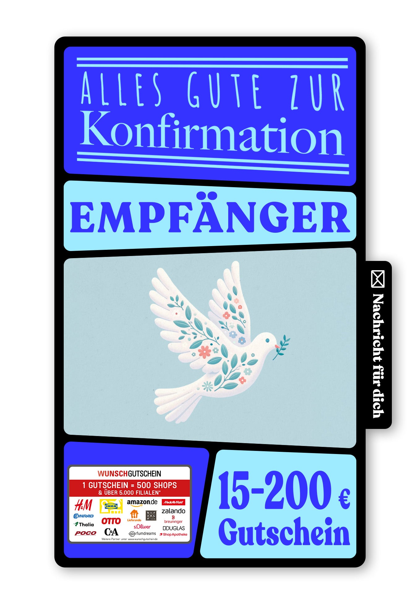 Wunschgutschein Digital - Zur Kommunion - Friedenstaube – Geschenkgutschein Ansicht 1