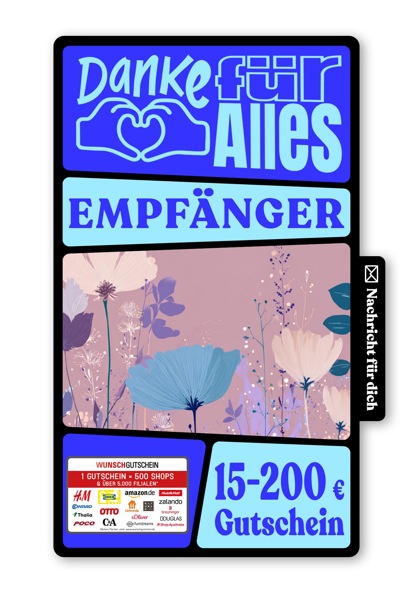 Wunschgutschein Digital - Dankeschön - Blumen Lila – Geschenkgutschein Ansicht 1