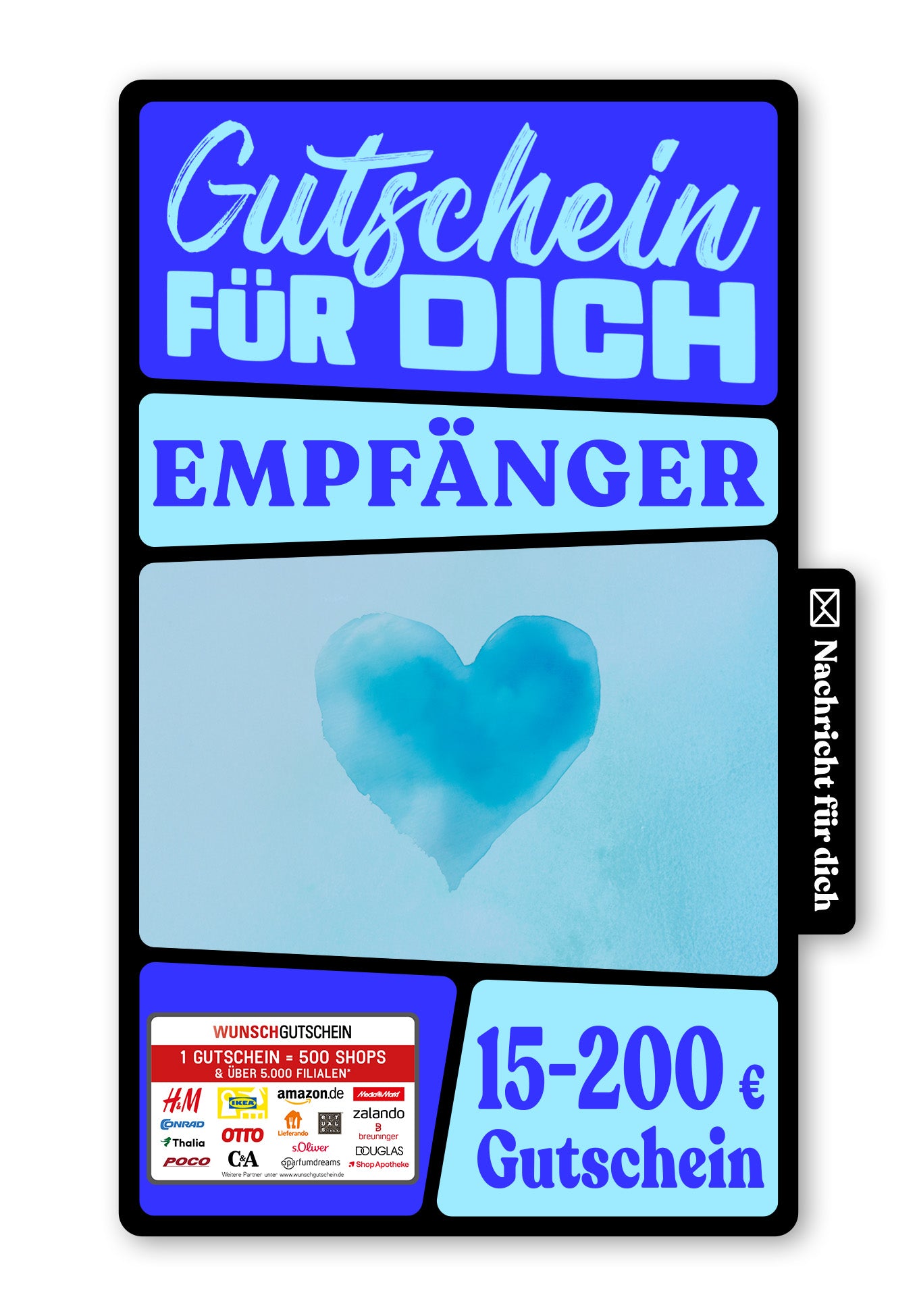 Wunschgutschein Digital - Für dich - Herz Blau – Geschenkgutschein Ansicht 1