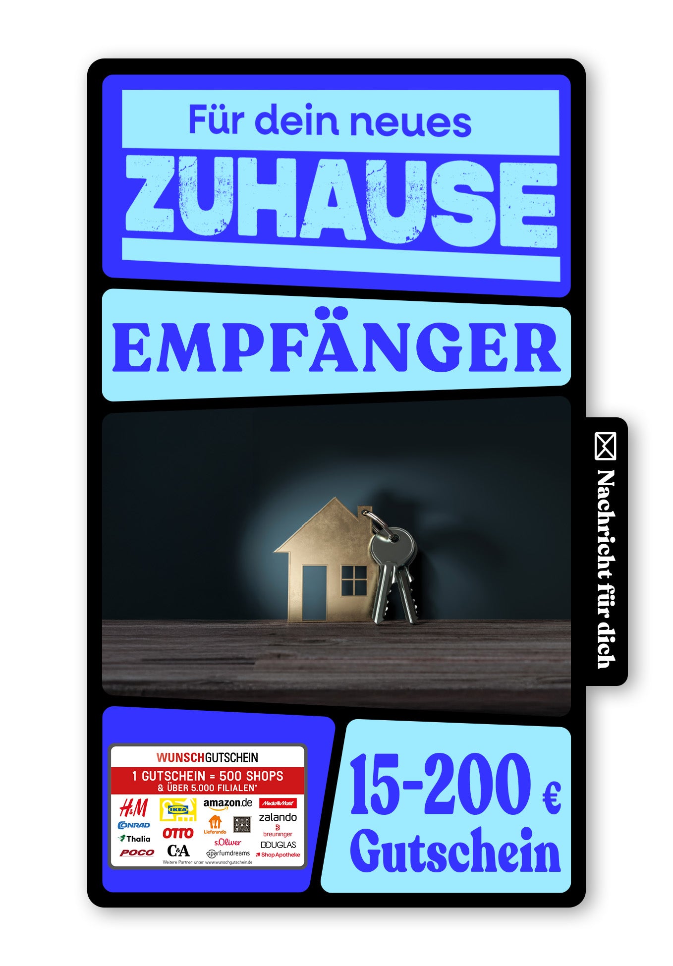 Wunschgutschein Digital - Alles Gute zum Einzug - Schlüssel – Geschenkgutschein Ansicht 1