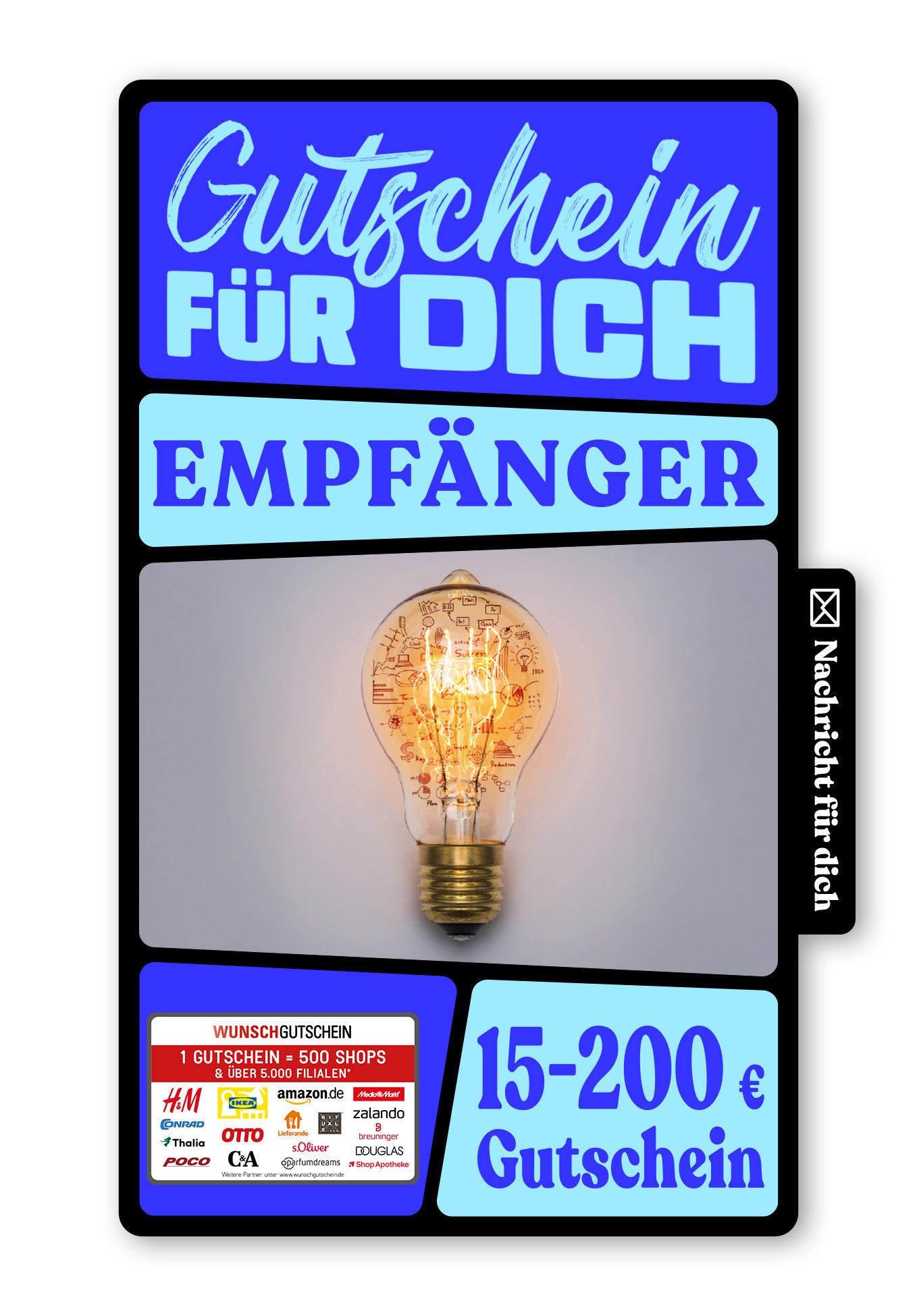 Wunschgutschein Digital - Glühbirne – Geschenkgutschein Ansicht 1