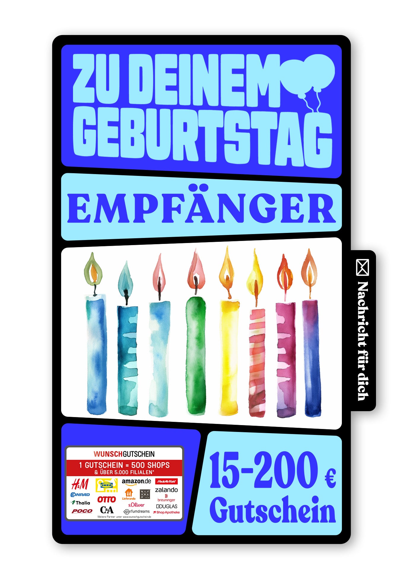 Wunschgutschein Digital - Happy Birthday - Kerzen – Geschenkgutschein Ansicht 1