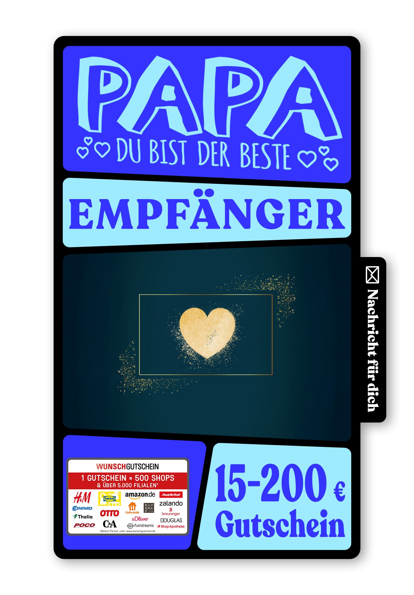 Wunschgutschein Digital - Bester Papa - Blau – Geschenkgutschein Ansicht 1
