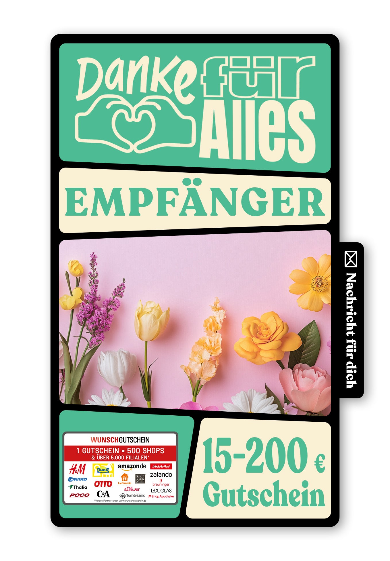 Wunschgutschein Digital - Zum Muttertag alles Liebe - Blumen Rosa – Geschenkgutschein Ansicht 1