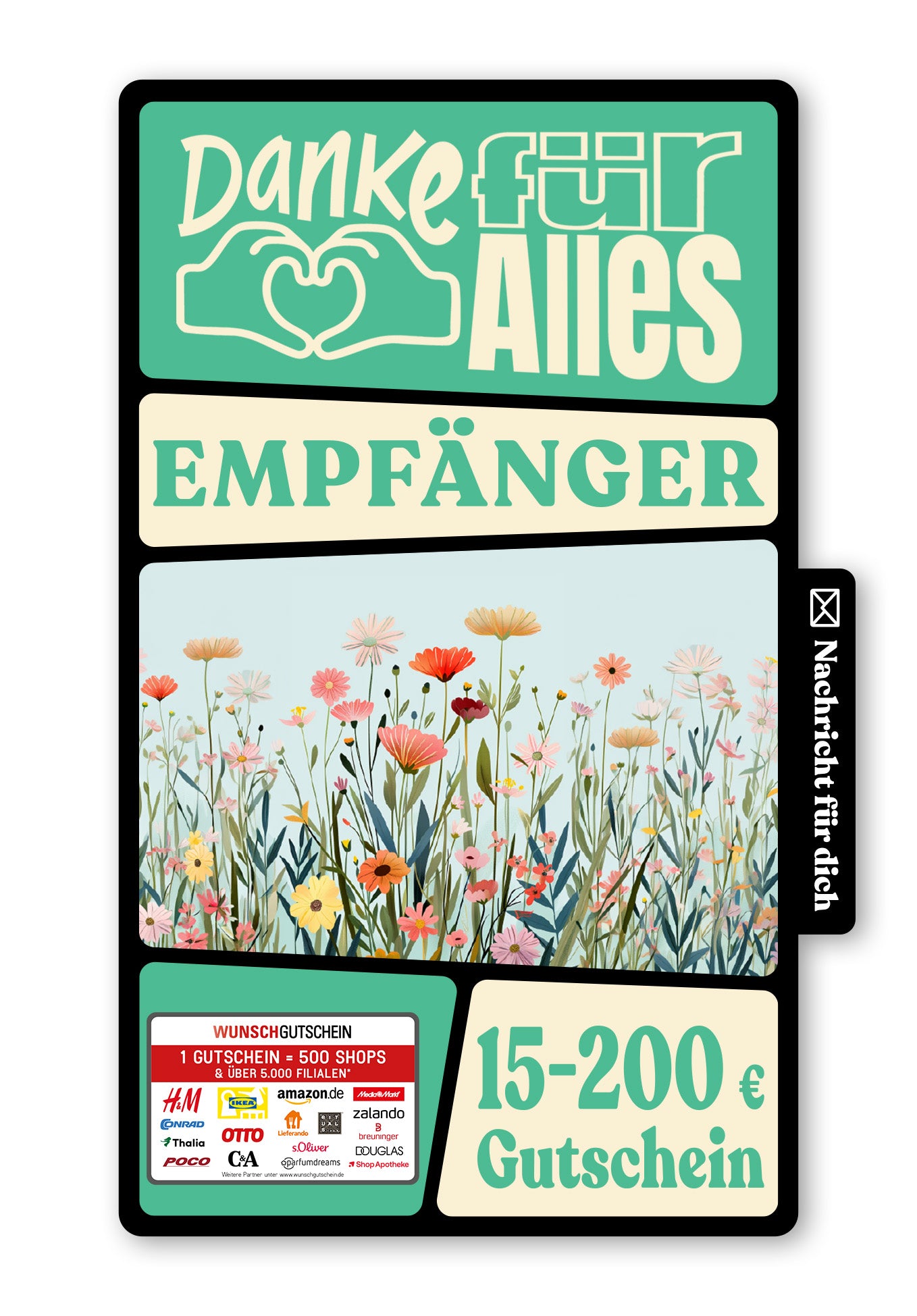 Wunschgutschein Digital - Alles Liebe zum Muttertag - Blumenwiese Blau – Geschenkgutschein Ansicht 1