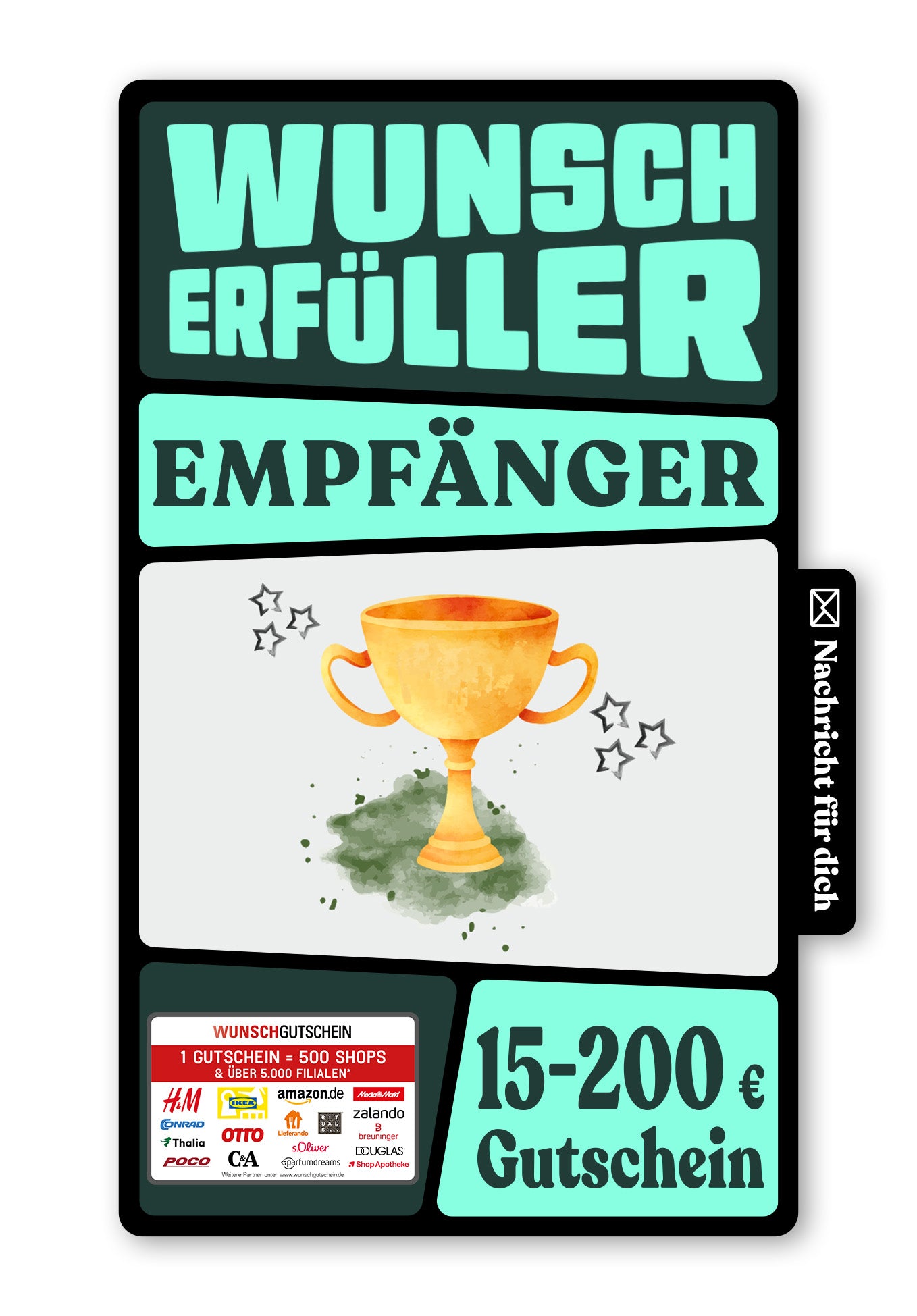 Wunschgutschein Digital - Bester Papa auf der ganzen Welt - Pokal Wasserfarbe Grün – Geschenkgutschein Ansicht 1