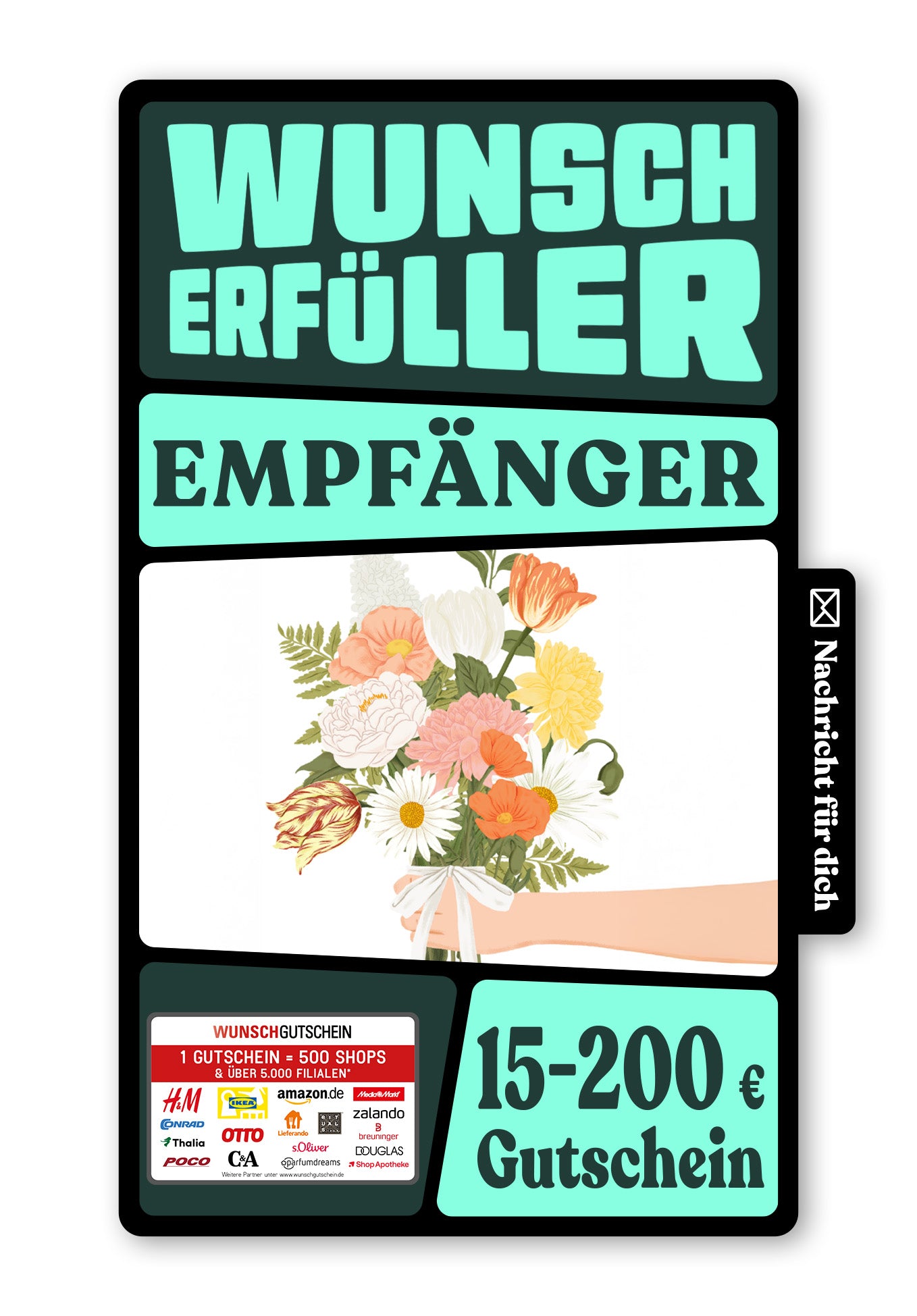 Wunschgutschein Digital - Vielen Dank - Blumenstrauss Orange – Geschenkgutschein Ansicht 1