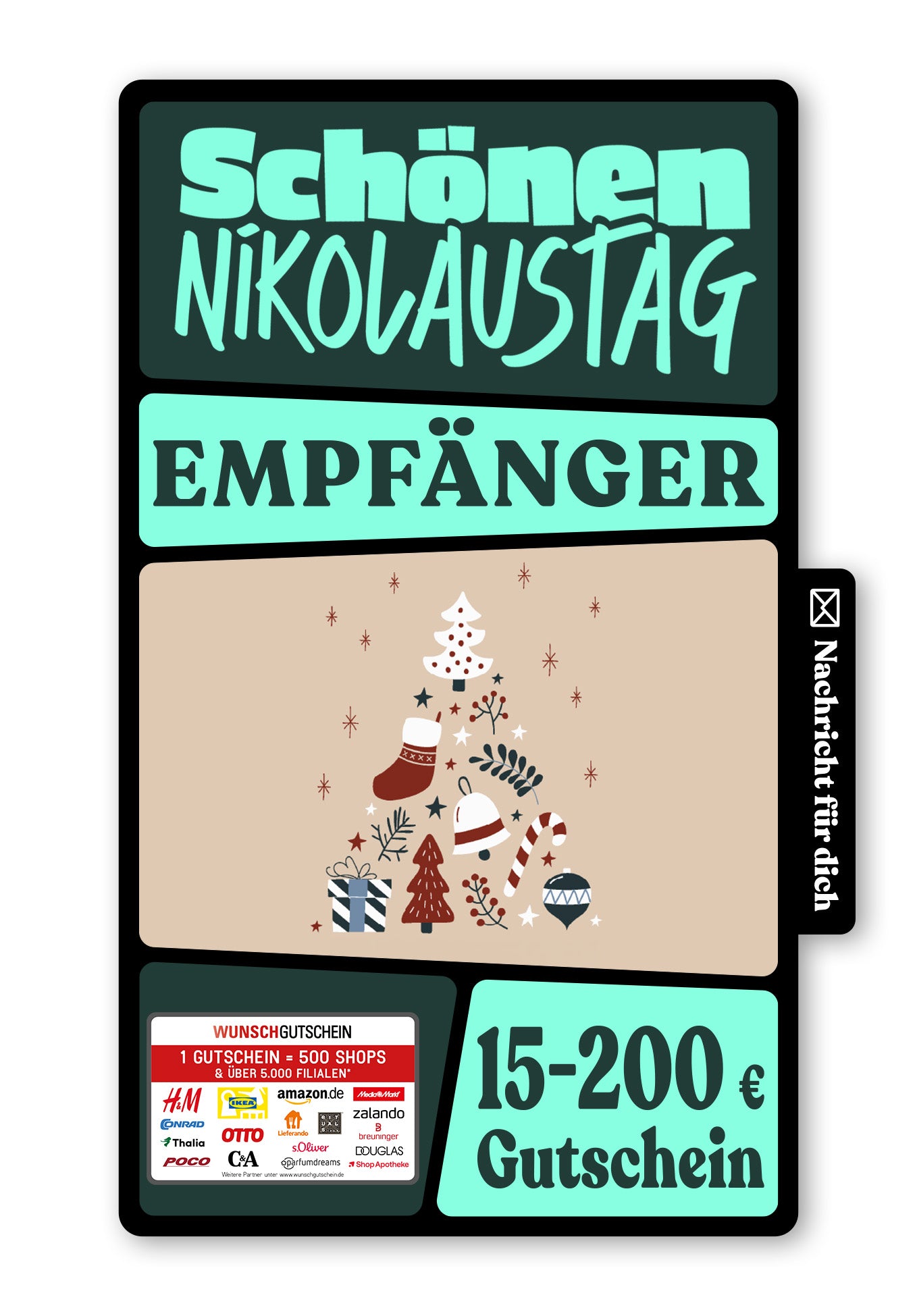 Wunschgutschein Digital - Grüße vom Nikolaus - Doodle Beige – Geschenkgutschein Ansicht 1
