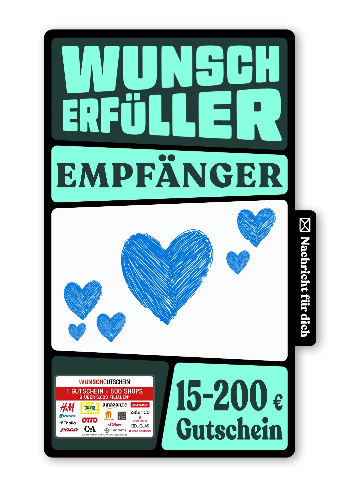 Wunschgutschein Digital - Danke - Herz Blau – Geschenkgutschein Ansicht 1