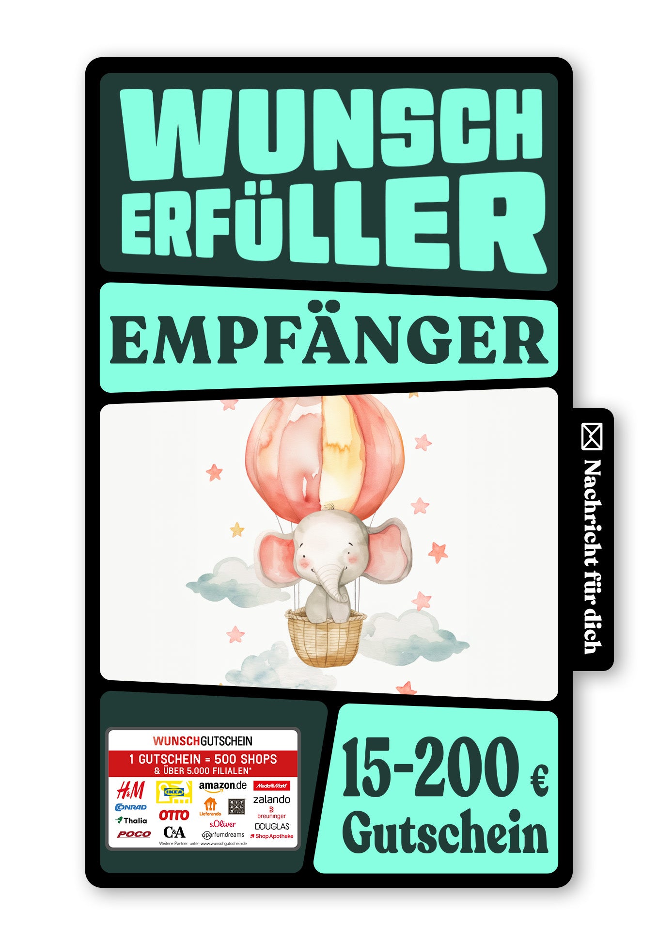 Wunschgutschein Digital - Alles Liebe - Elefant – Geschenkgutschein Ansicht 1