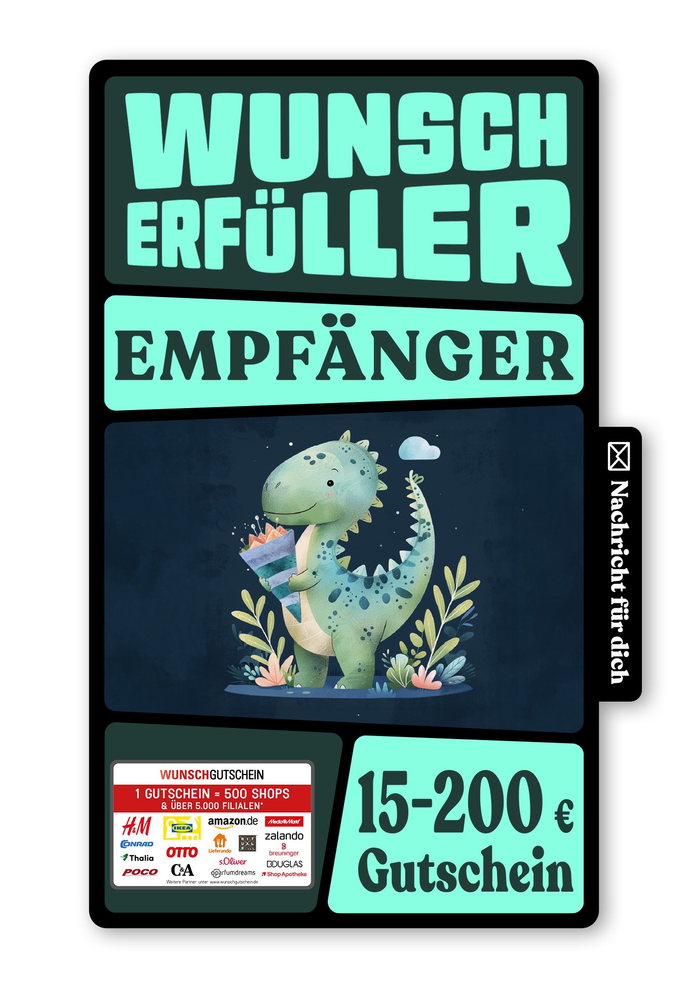 Wunschgutschein Digital - 1. Klasse - Dino – Geschenkgutschein Ansicht 1