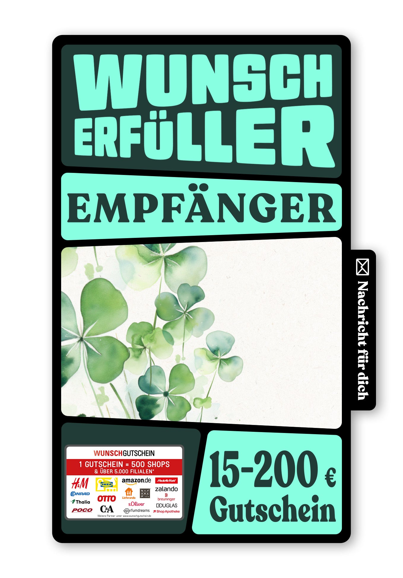 Wunschgutschein Digital - Alle Gute - Kleeblatt – Geschenkgutschein Ansicht 1