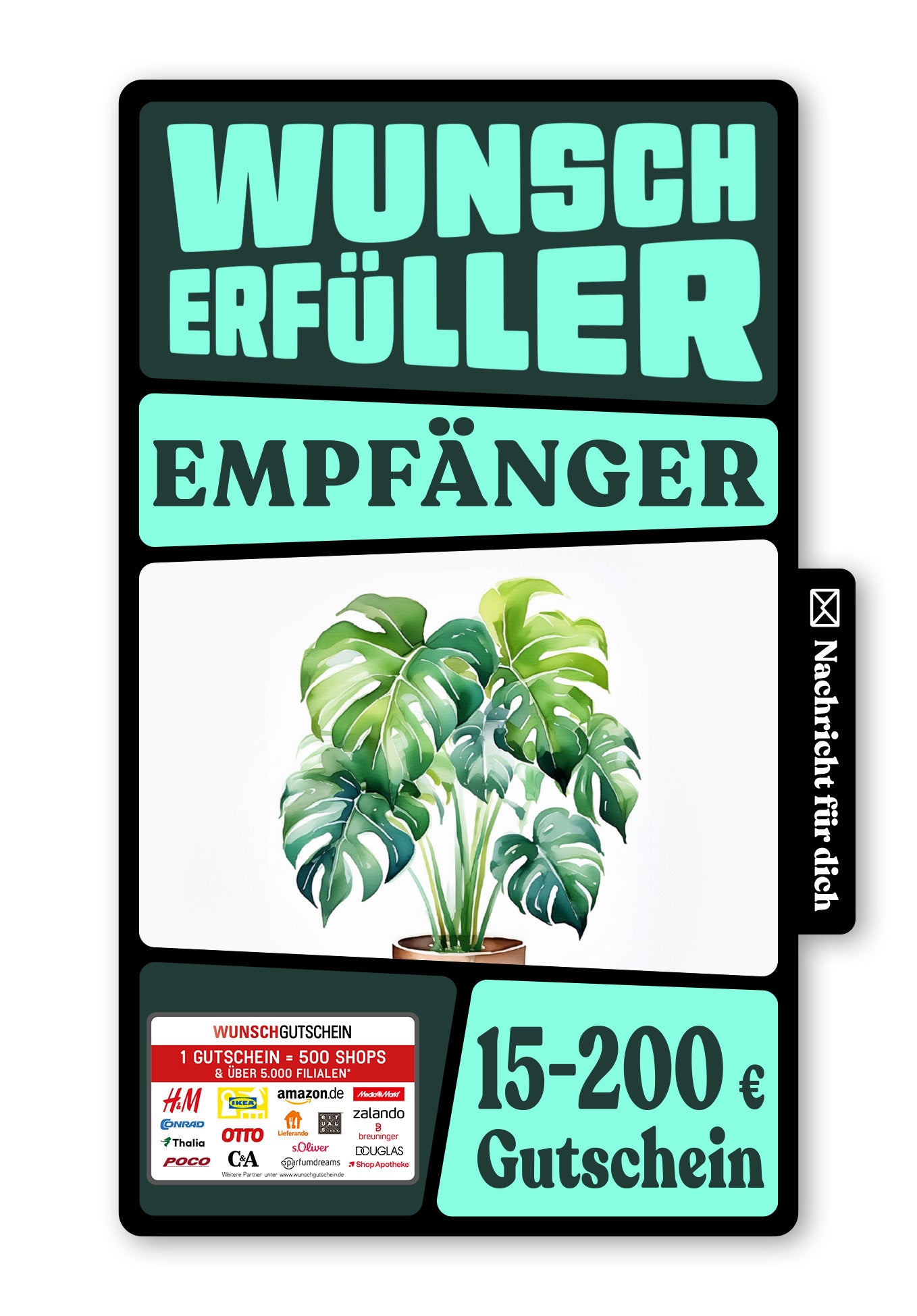 Wunschgutschein Digital - Viel Glück Zuhause - Pflanze – Geschenkgutschein Ansicht 1