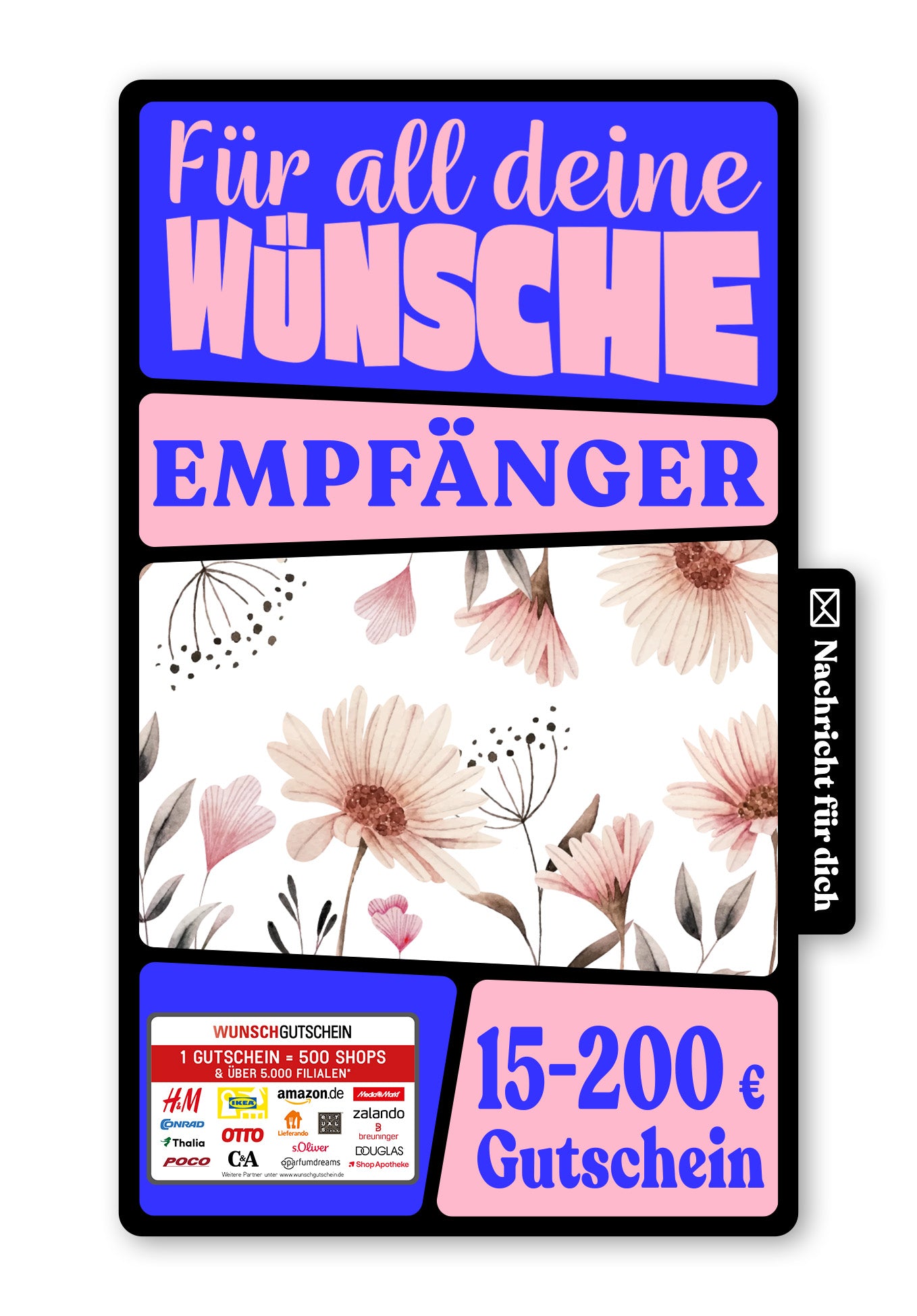 Wunschgutschein Digital - Alles Gute - Blumen weiß – Geschenkgutschein Ansicht 1