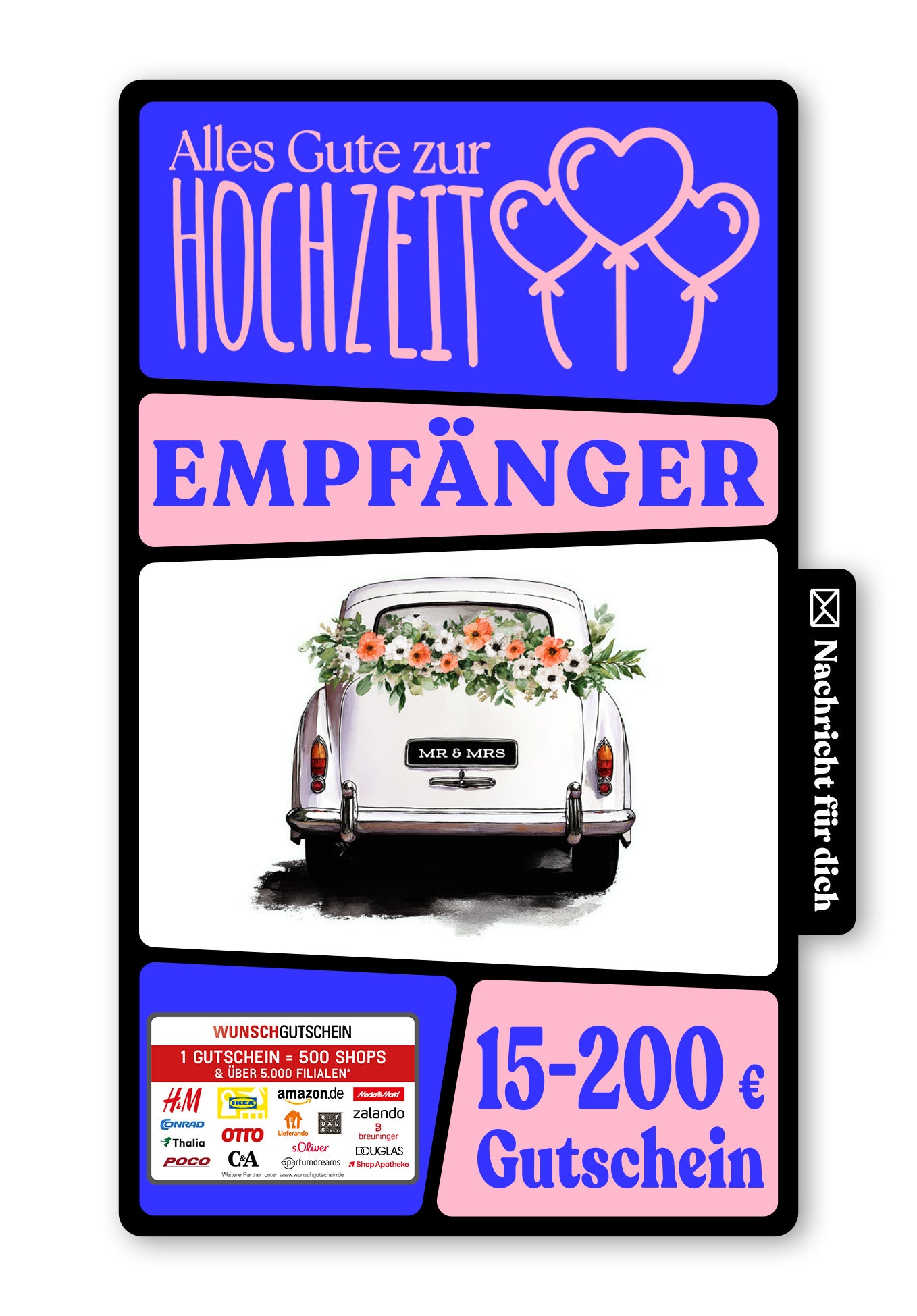 Wunschgutschein Digital - Just Married - Oldtimer – Geschenkgutschein Ansicht 1