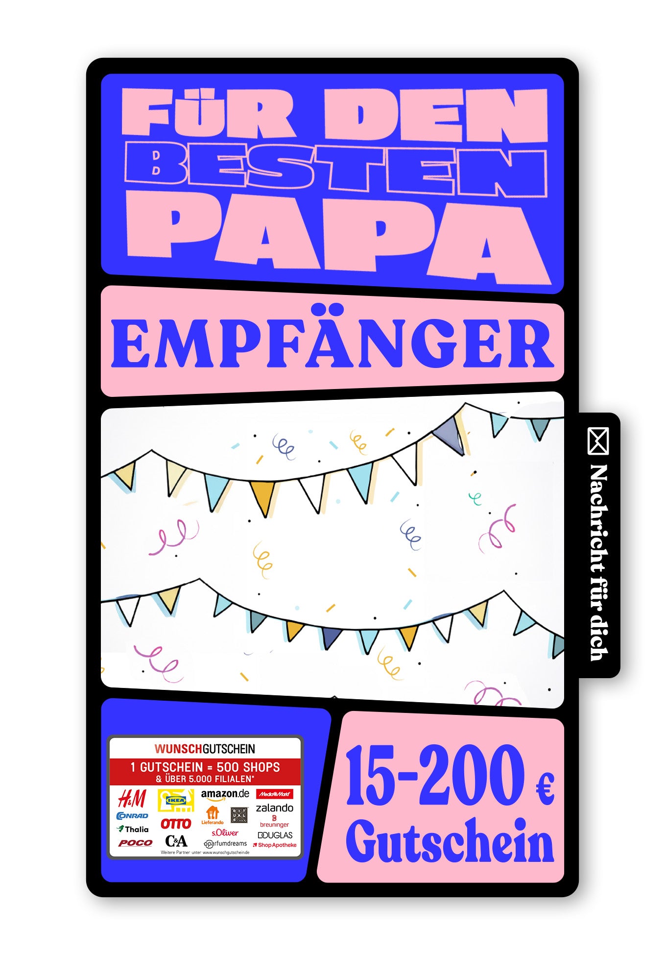 Wunschgutschein Digital - Für den besten Papa - Wimpelkette – Geschenkgutschein Ansicht 1