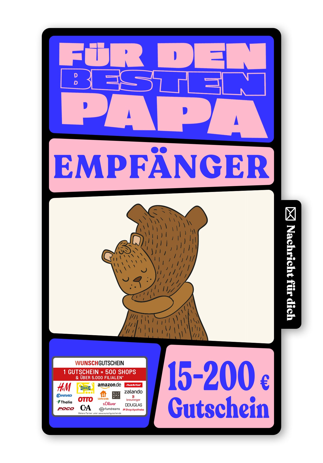 Wunschgutschein Digital - Papa ich hab dich lieb - Bären – Geschenkgutschein Ansicht 1