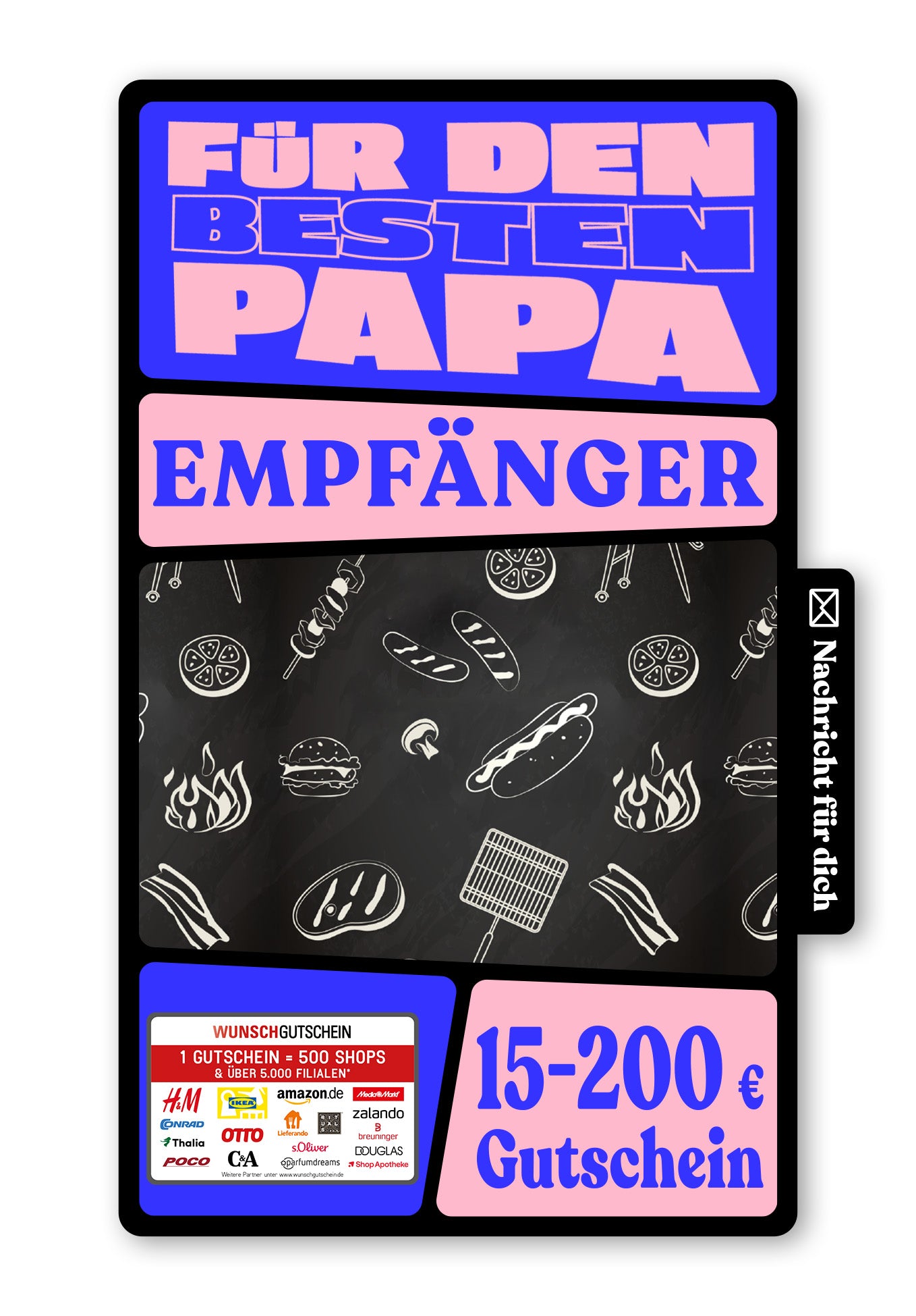 Wunschgutschein Digital - Für den besten Papa - Doodle – Geschenkgutschein Ansicht 1